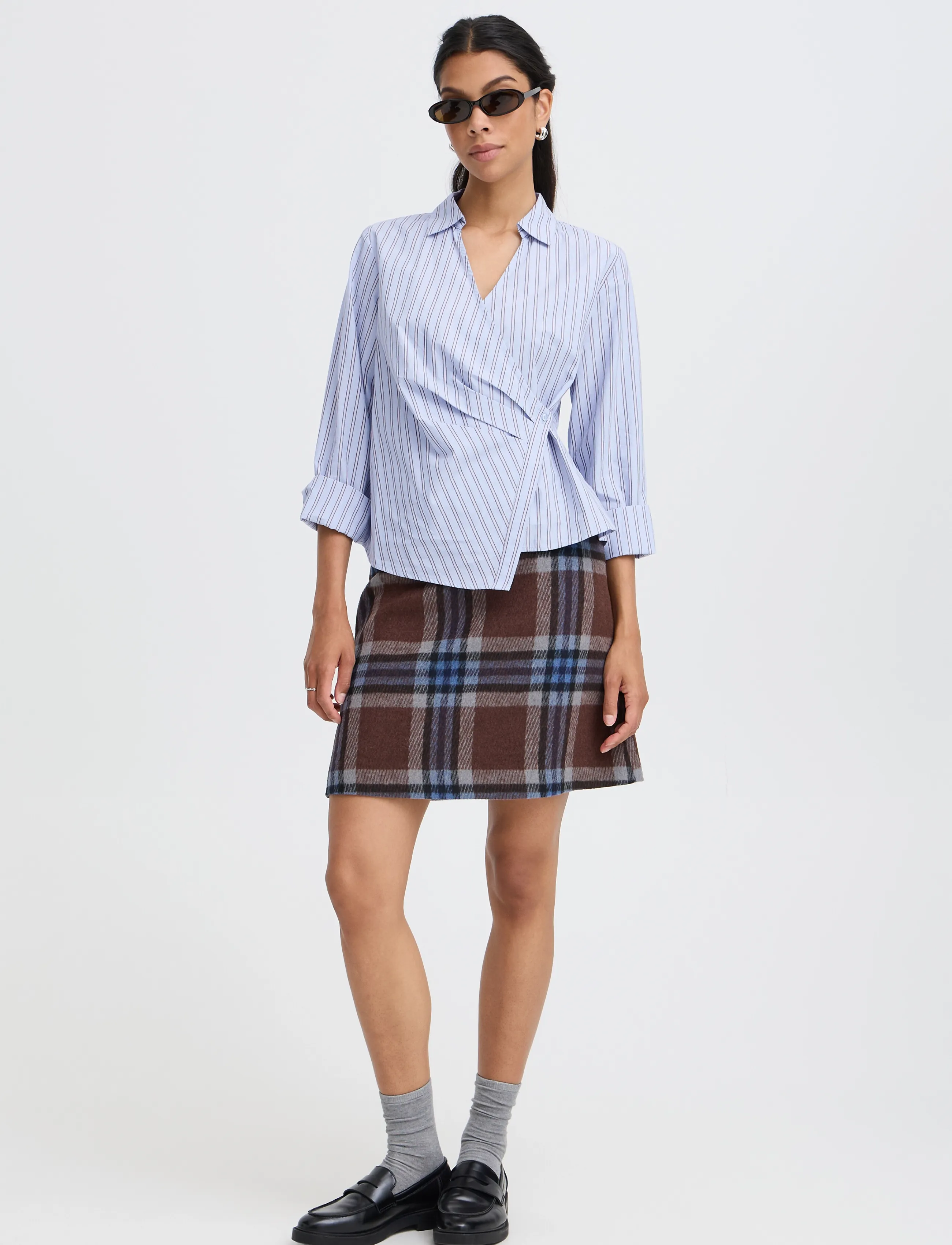 b.young BYHENE WRAP SHIRT - Langærmede bluser - CHAMBRAY BLUE STRIPE / blue