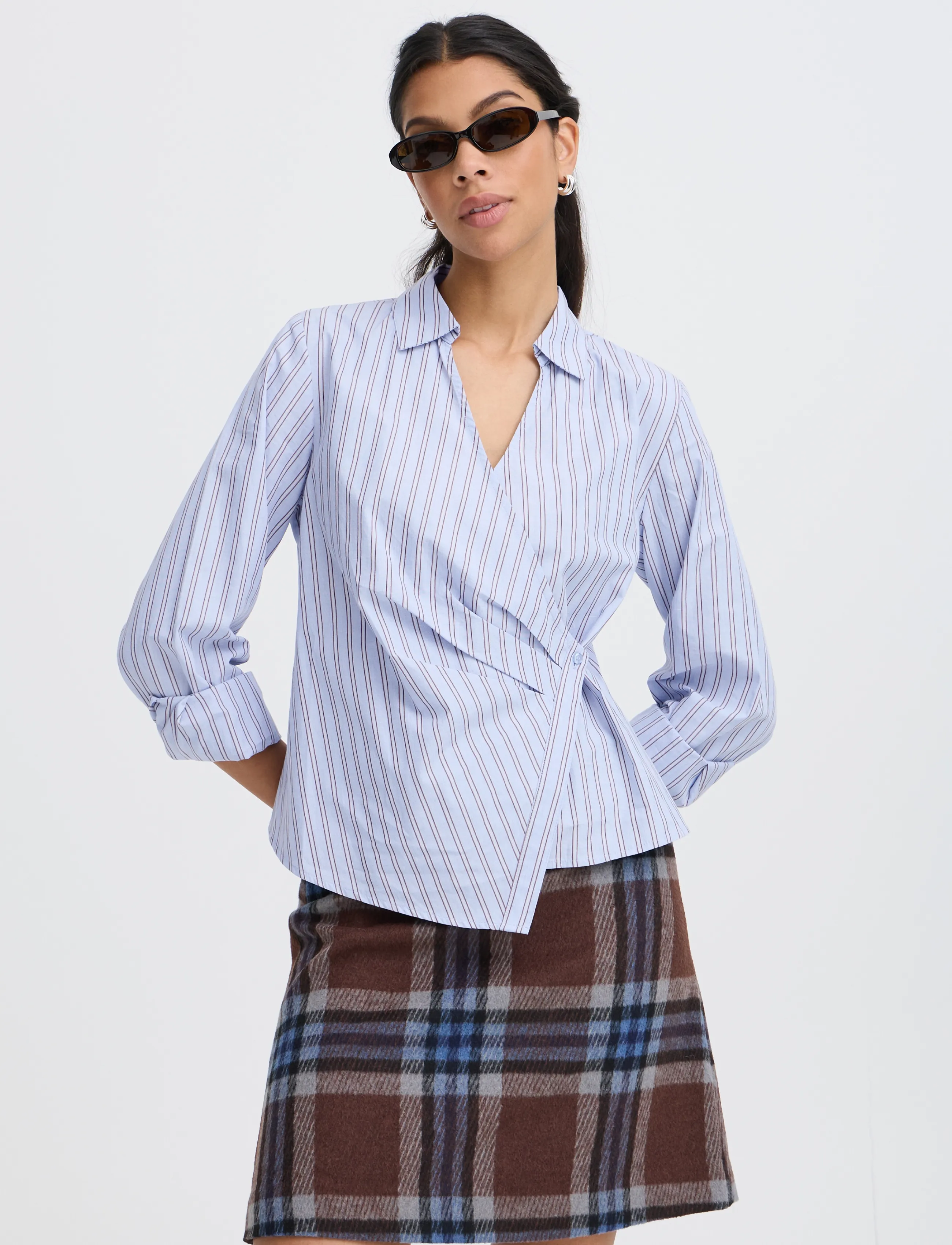 b.young - BYHENE WRAP SHIRT - langærmede skjorter - chambray blue stripe - 3