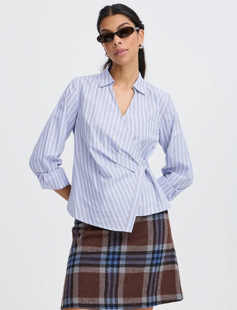 b.young - BYHENE WRAP SHIRT - langærmede skjorter - chambray blue stripe - 3