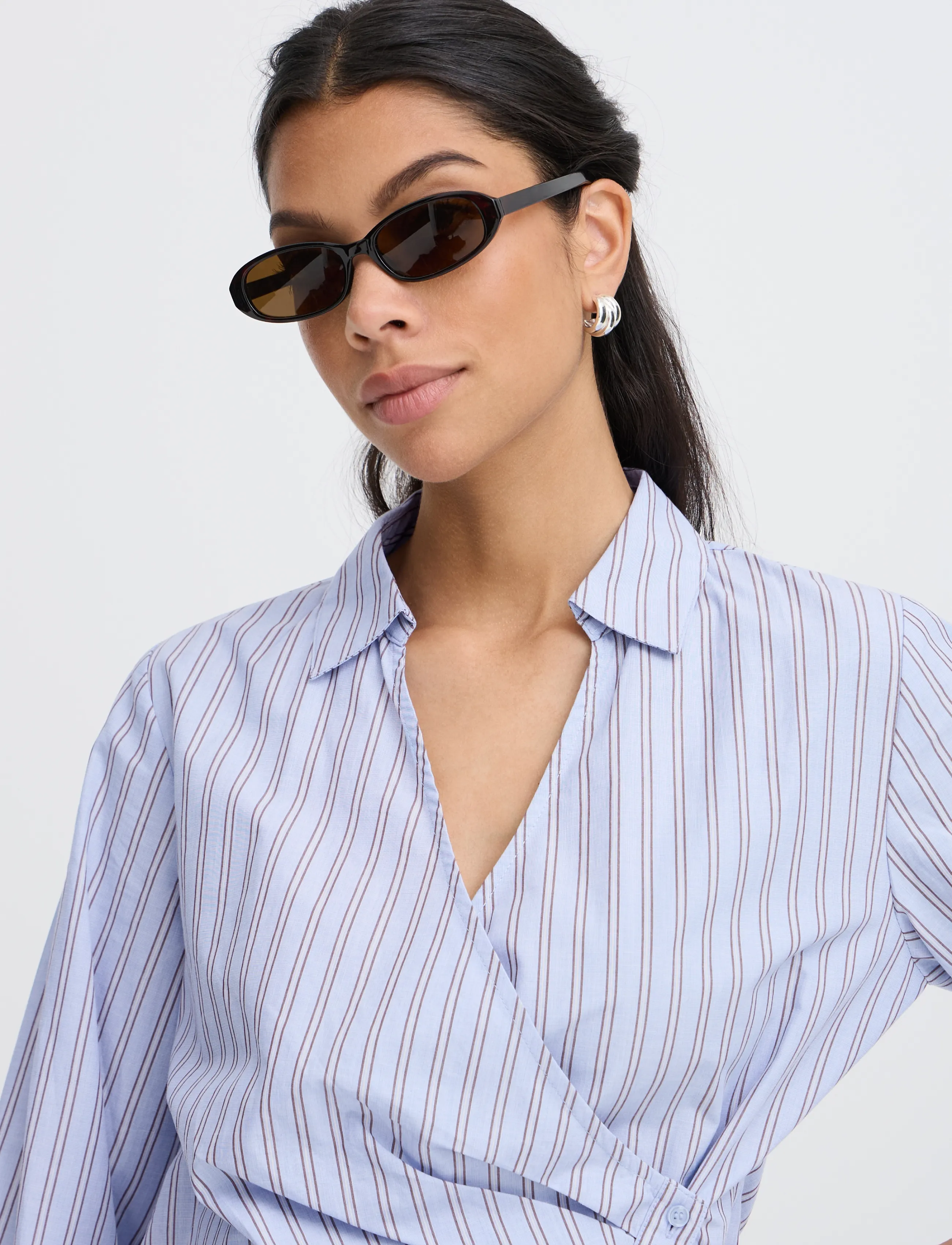 b.young - BYHENE WRAP SHIRT - langærmede skjorter - chambray blue stripe - 5