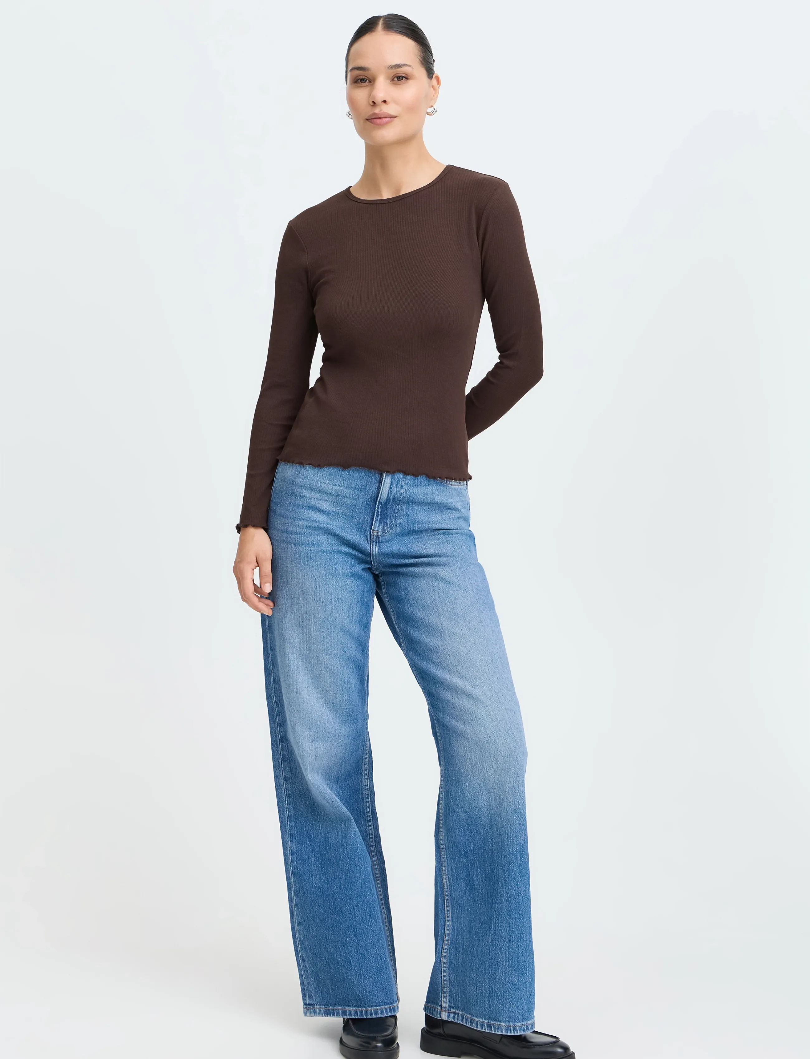 b.young BYTONE LONG-SLEEVE TSHIRT - T-shirts & Toppe - JAVA / brown