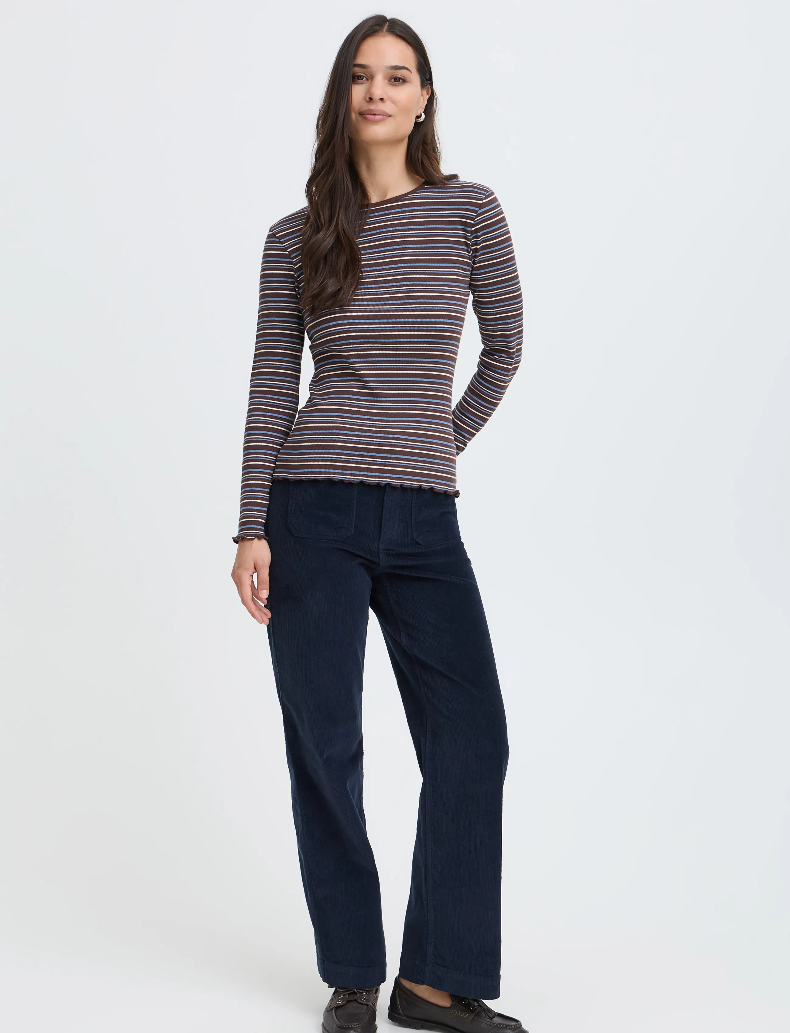 b.young BYTONE LONG-SLEEVE TSHIRT - T-Shirts & Tops - JAVA STRIPE / brown
