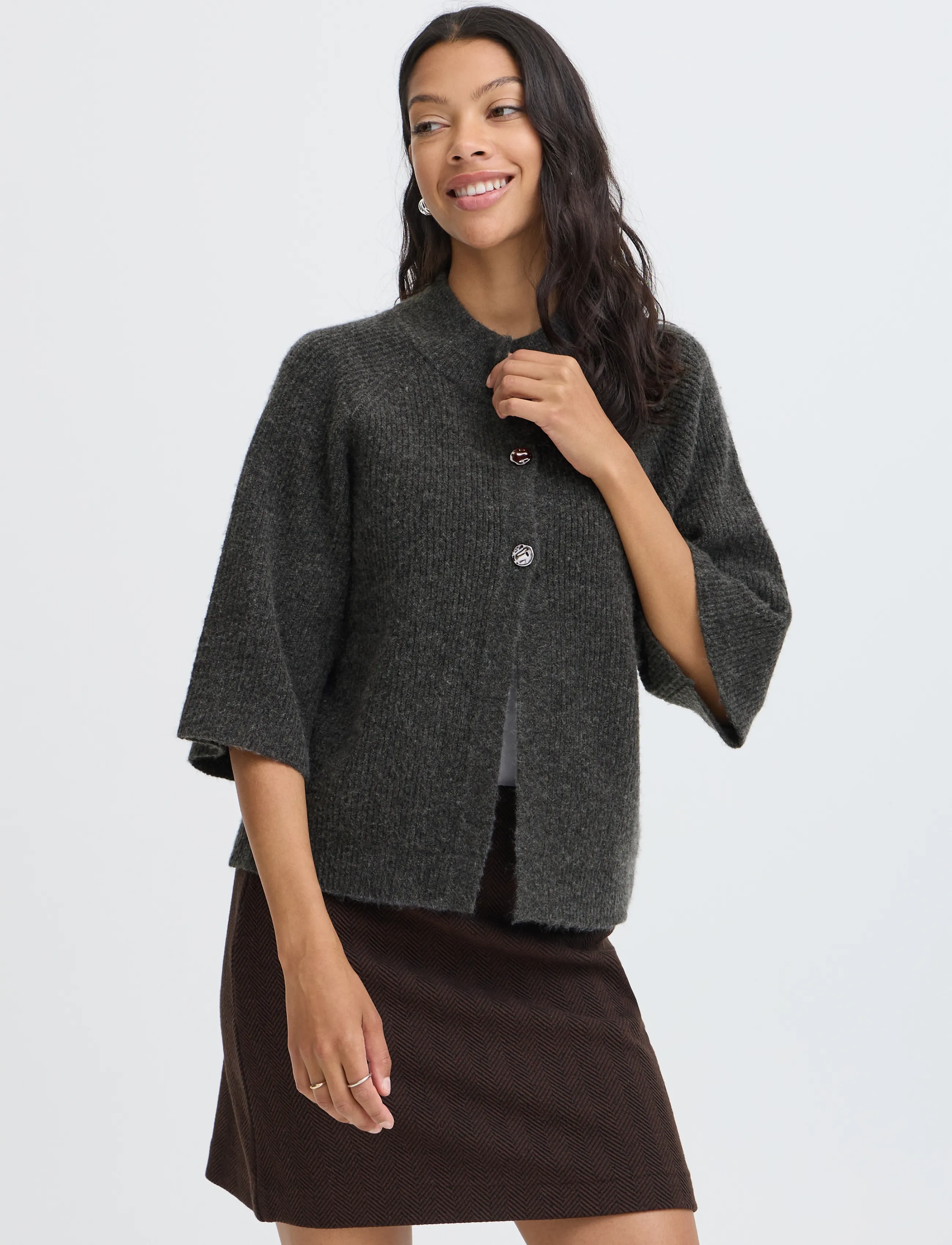 b.young - BYOTAJA CARDIGAN - dark grey melange - 3