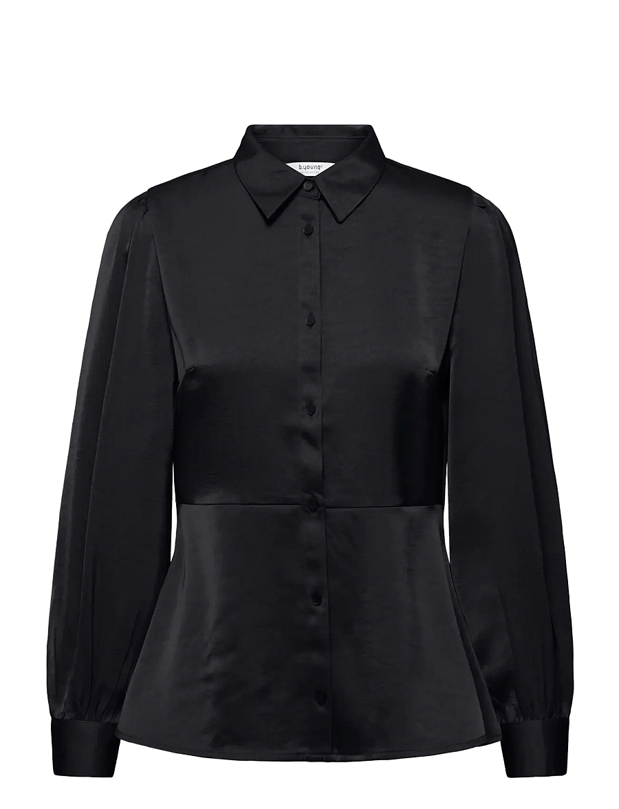 b.young - BYISA PEPLUM SHIRT - long-sleeved shirts - meteorite - 1