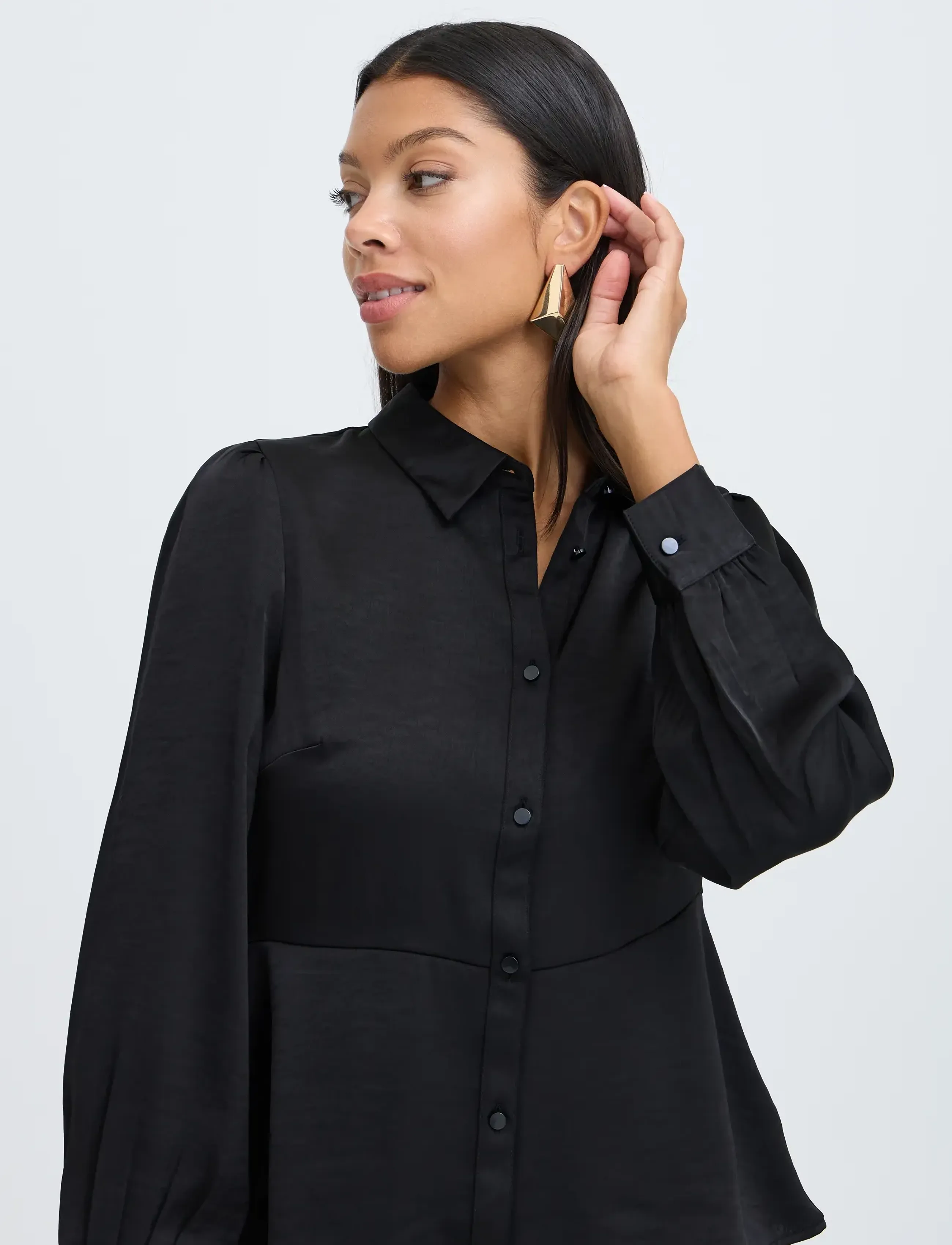 b.young - BYISA PEPLUM SHIRT - långärmade skjortor - meteorite - 0