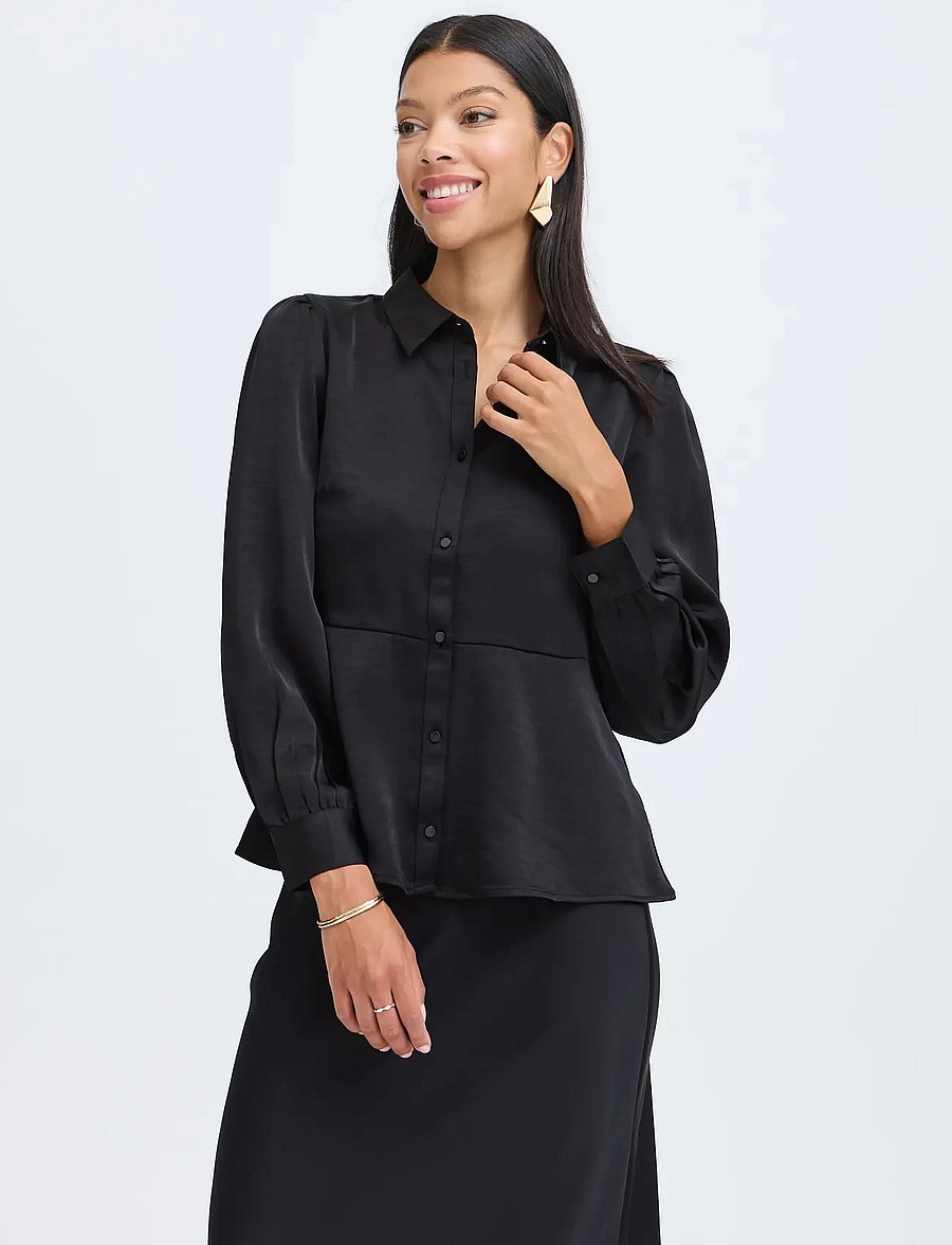 b.young - BYISA PEPLUM SHIRT - long-sleeved shirts - meteorite - 5