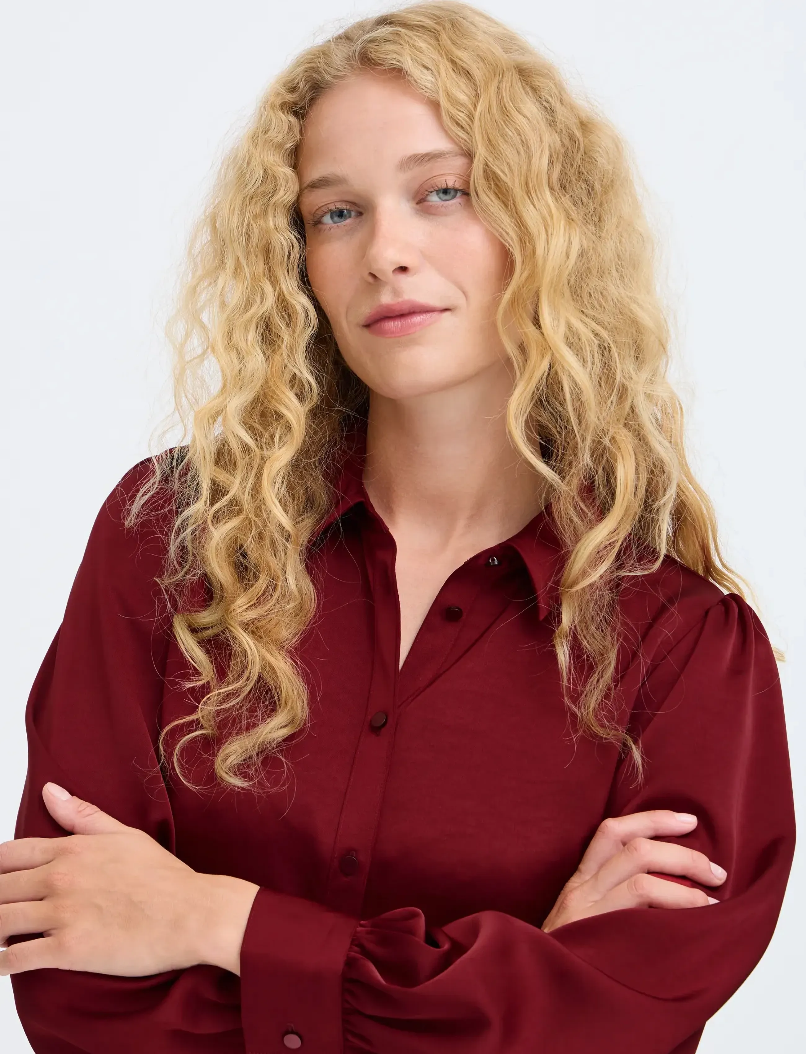 b.young Byisa Peplum Shirt, Damen, Peplum Bluse, Rot, Gr.42