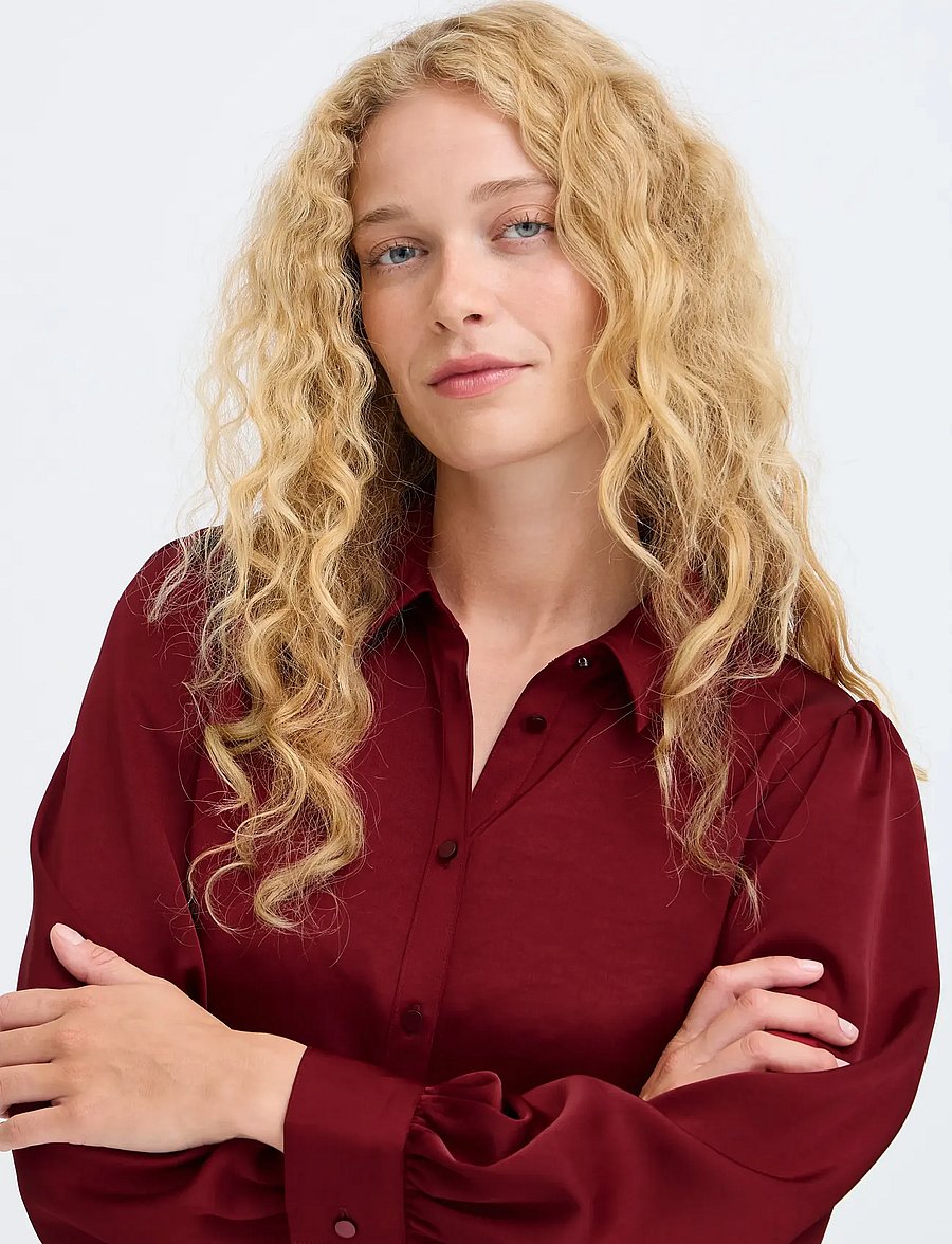 b.young - BYISA PEPLUM SHIRT - langärmlige hemden - sun-dried tomato - 0
