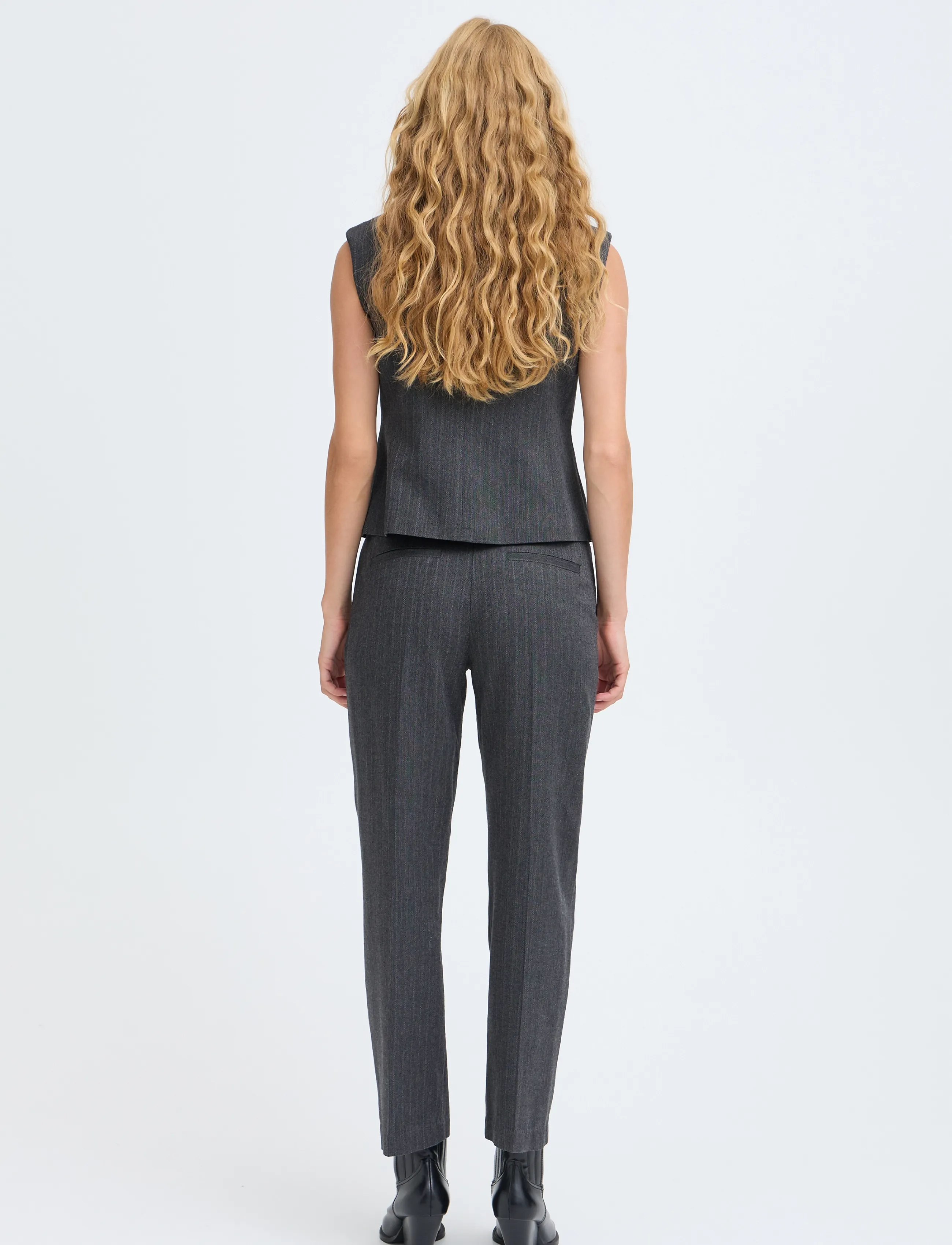 b.young BYELSIE PANTS - Püksid - METEORITE/GREY MIX / grey