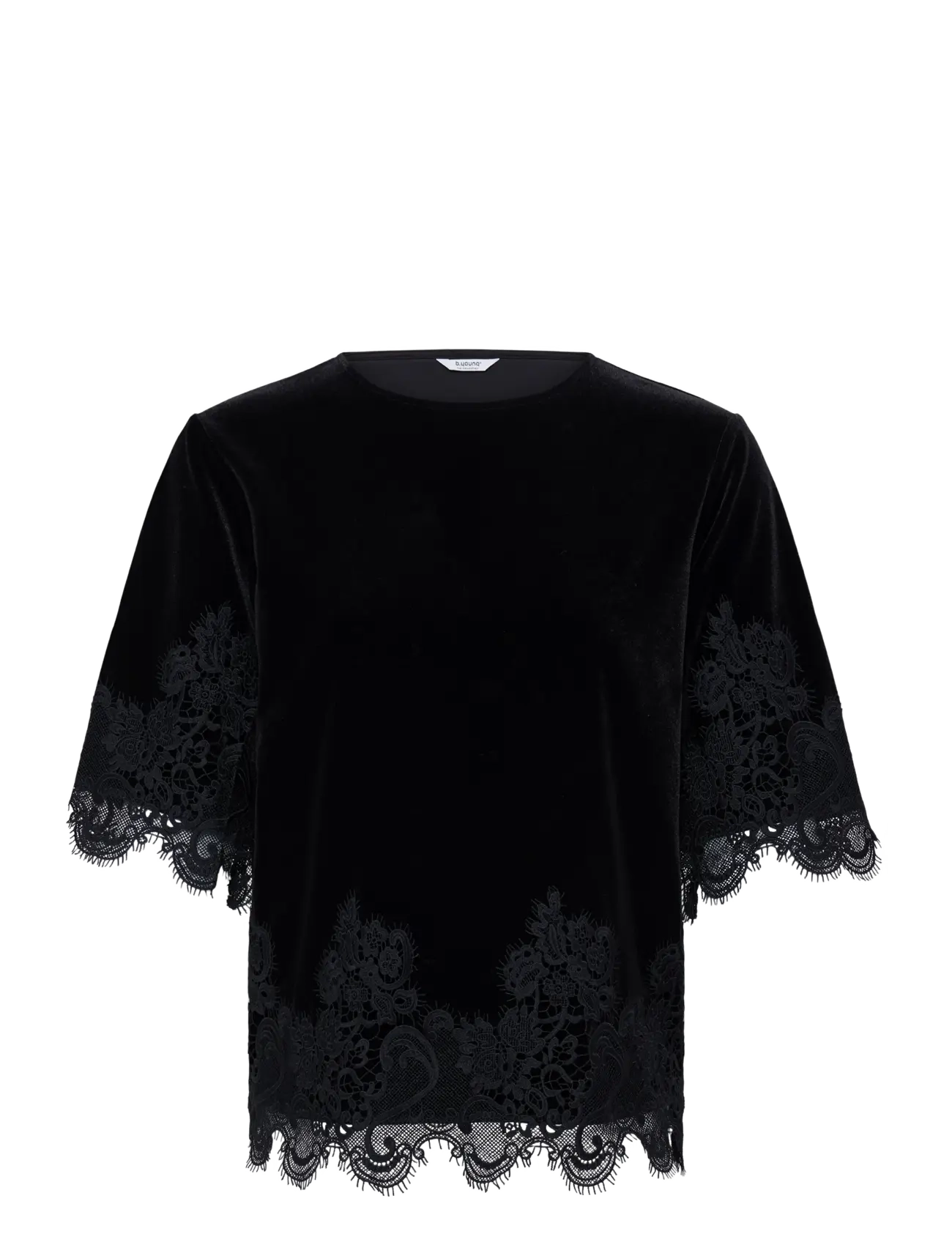 b.young BYPERLINA LACE HEM BLOUSE - Pluusid ja särgid - METEORITE / black