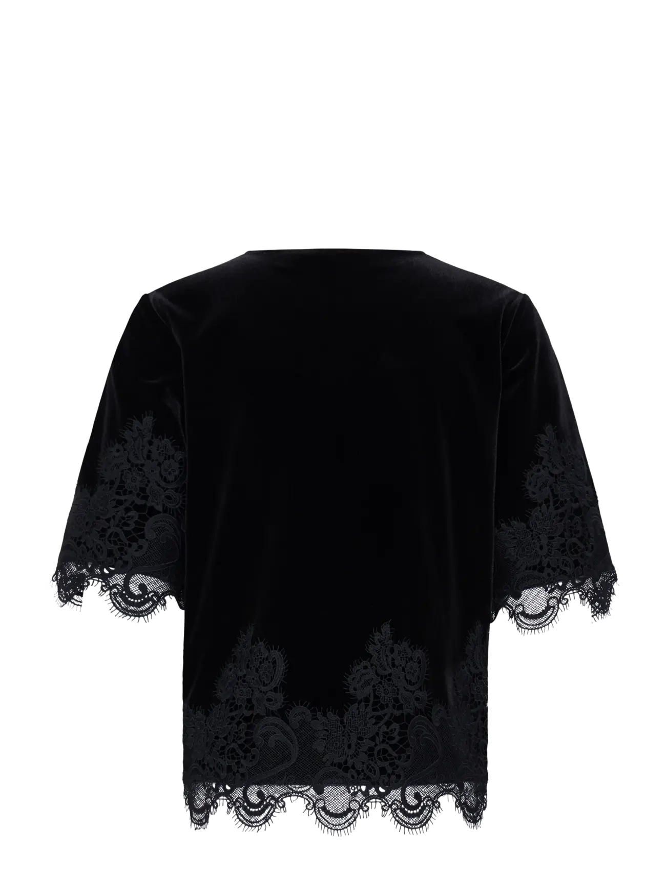 b.young - BYPERLINA LACE HEM BLOUSE - lühikeste varrukatega pluusid - meteorite - 2