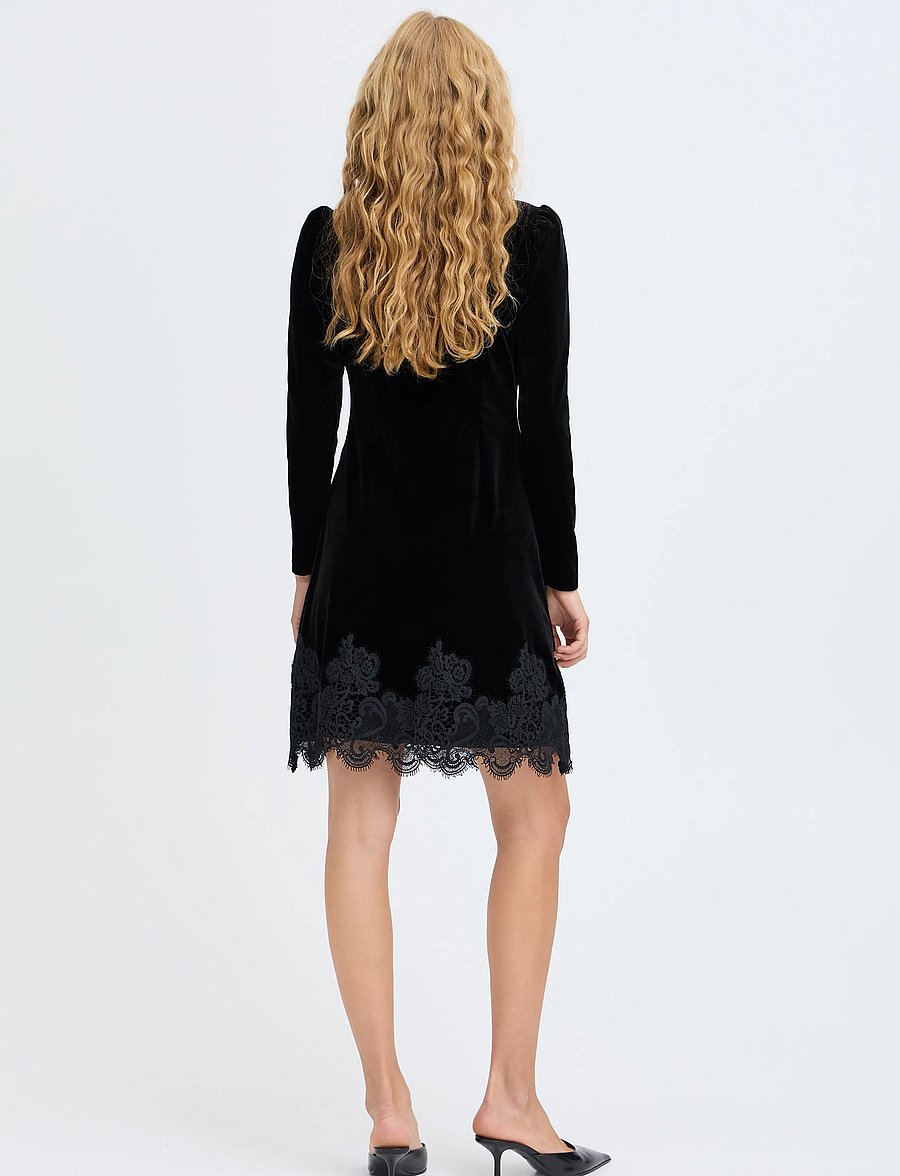 b.young - BYPERLINA LACE HEM DRESS - kurze kleider - meteorite - 0