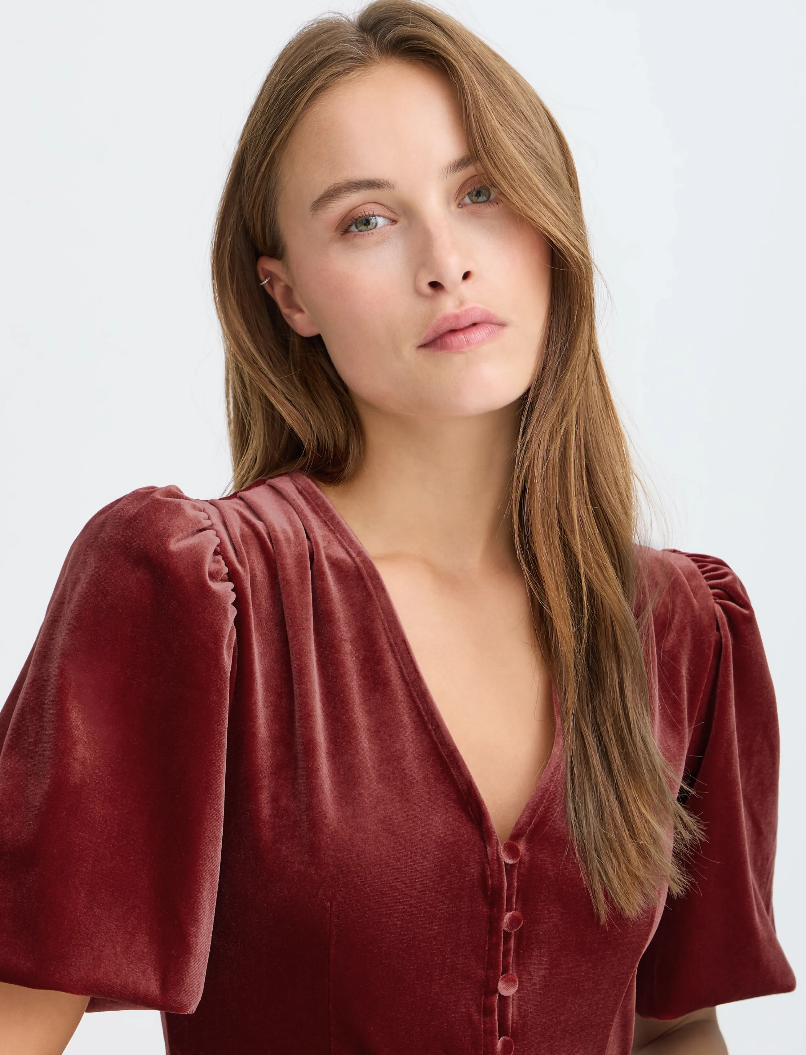 b.young BYPERLINA BALLOON SLEEVE DRESS - Skjortklänningar - SUN-DRIED TOMATO / red