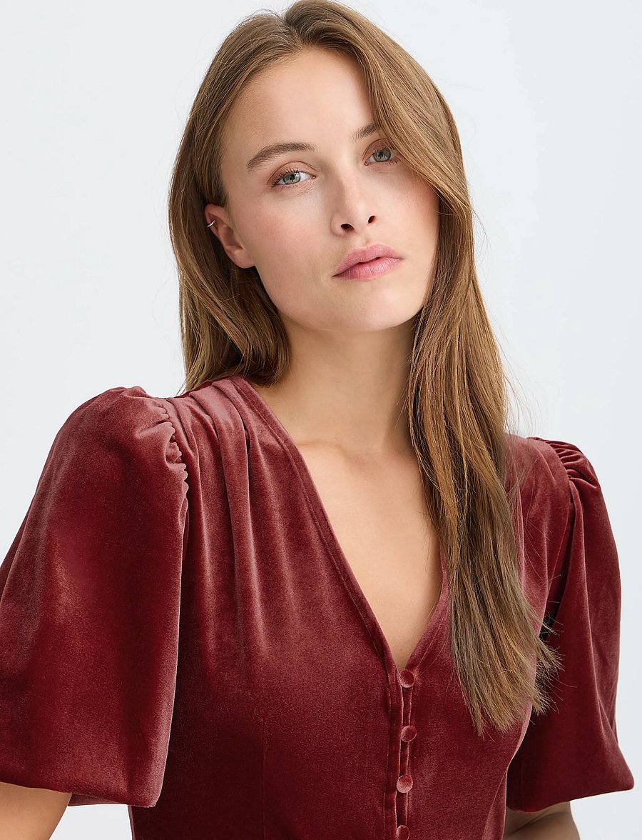 b.young - BYPERLINA BALLOON SLEEVE DRESS - skjortklänningar - sun-dried tomato - 0