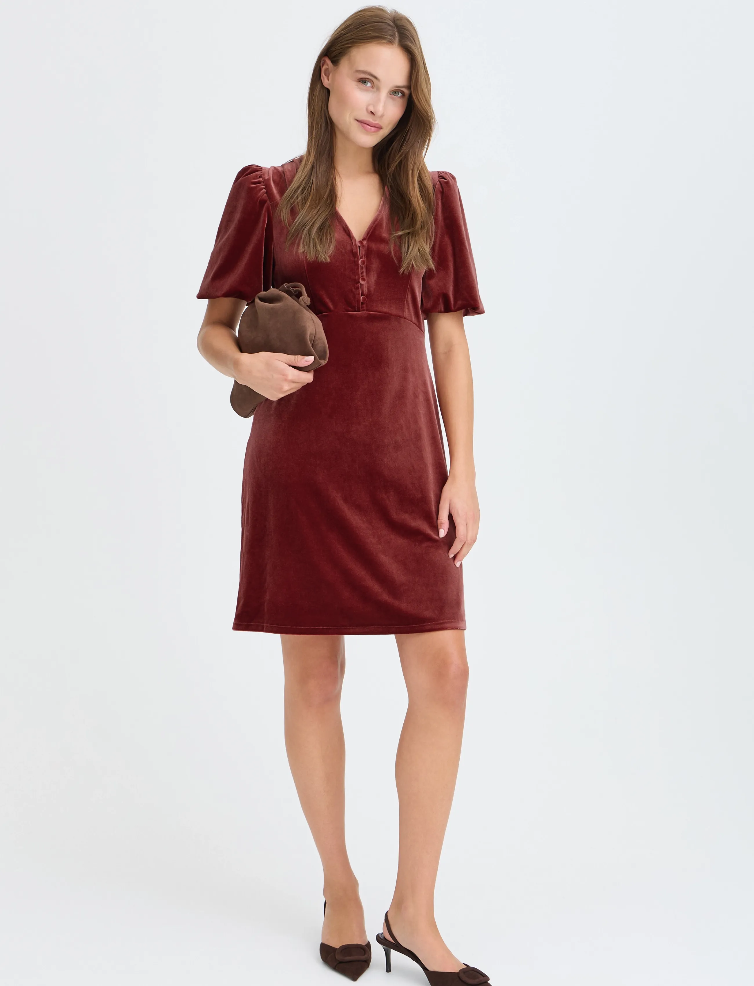 b.young - BYPERLINA BALLOON SLEEVE DRESS - skjortklänningar - sun-dried tomato - 4