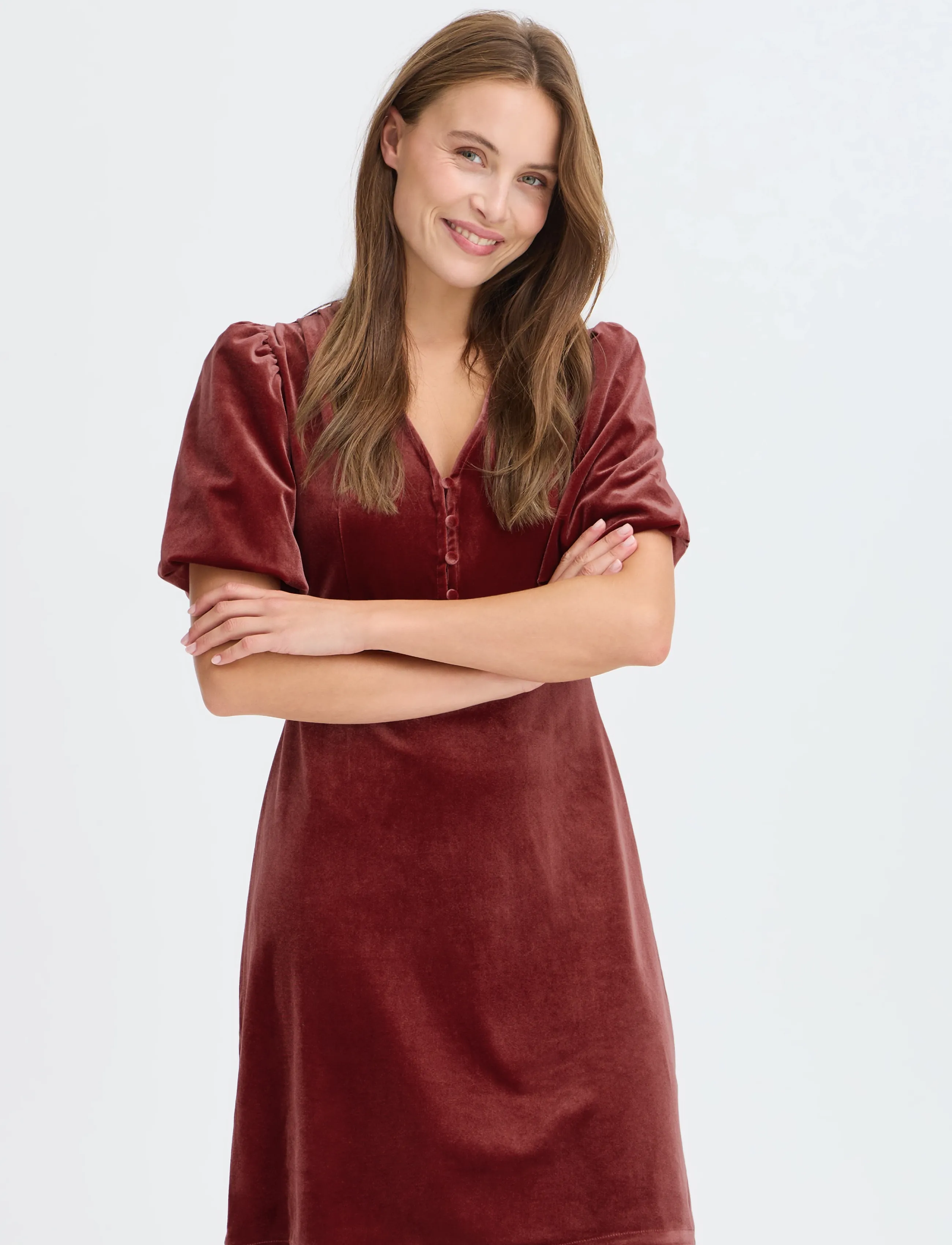 b.young - BYPERLINA BALLOON SLEEVE DRESS - skjortklänningar - sun-dried tomato - 5