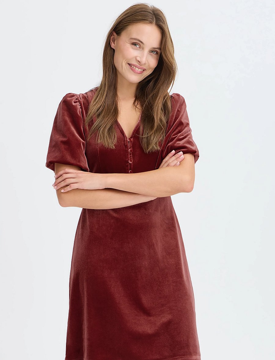 b.young - BYPERLINA BALLOON SLEEVE DRESS - skjortklänningar - sun-dried tomato - 5