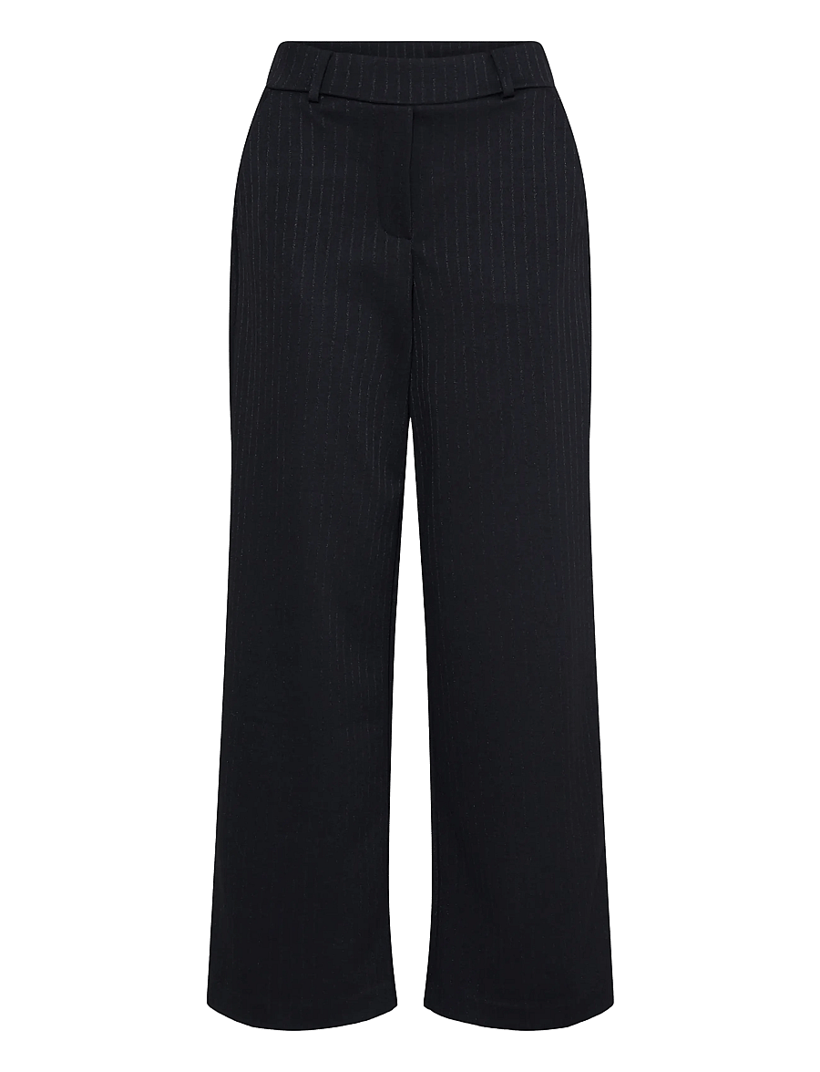 b.young - BYROLUX WIDE PANTS - meteorite pinstripe - 1