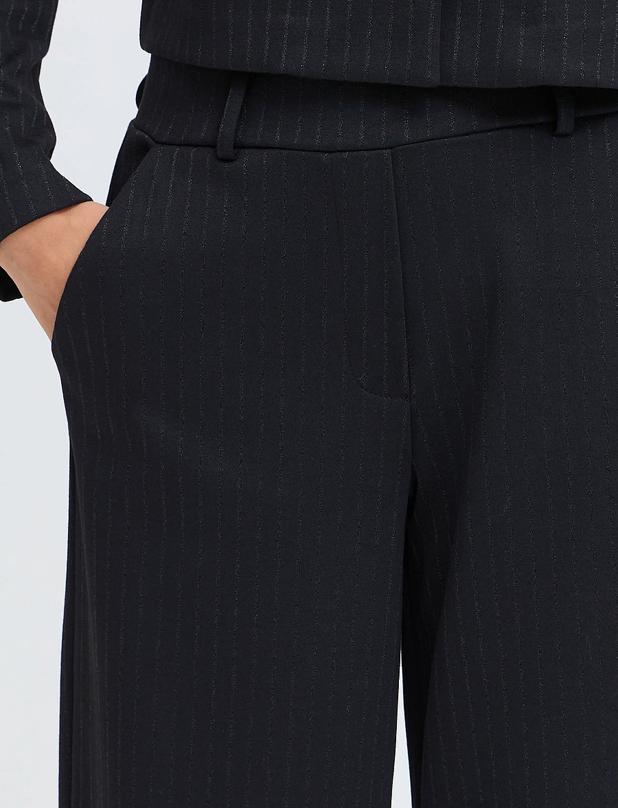 b.young - BYROLUX WIDE PANTS - meteorite pinstripe - 0