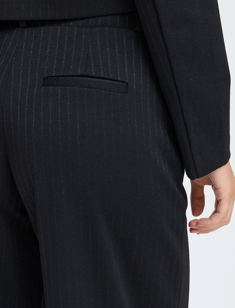 b.young - BYROLUX WIDE PANTS - meteorite pinstripe - 3