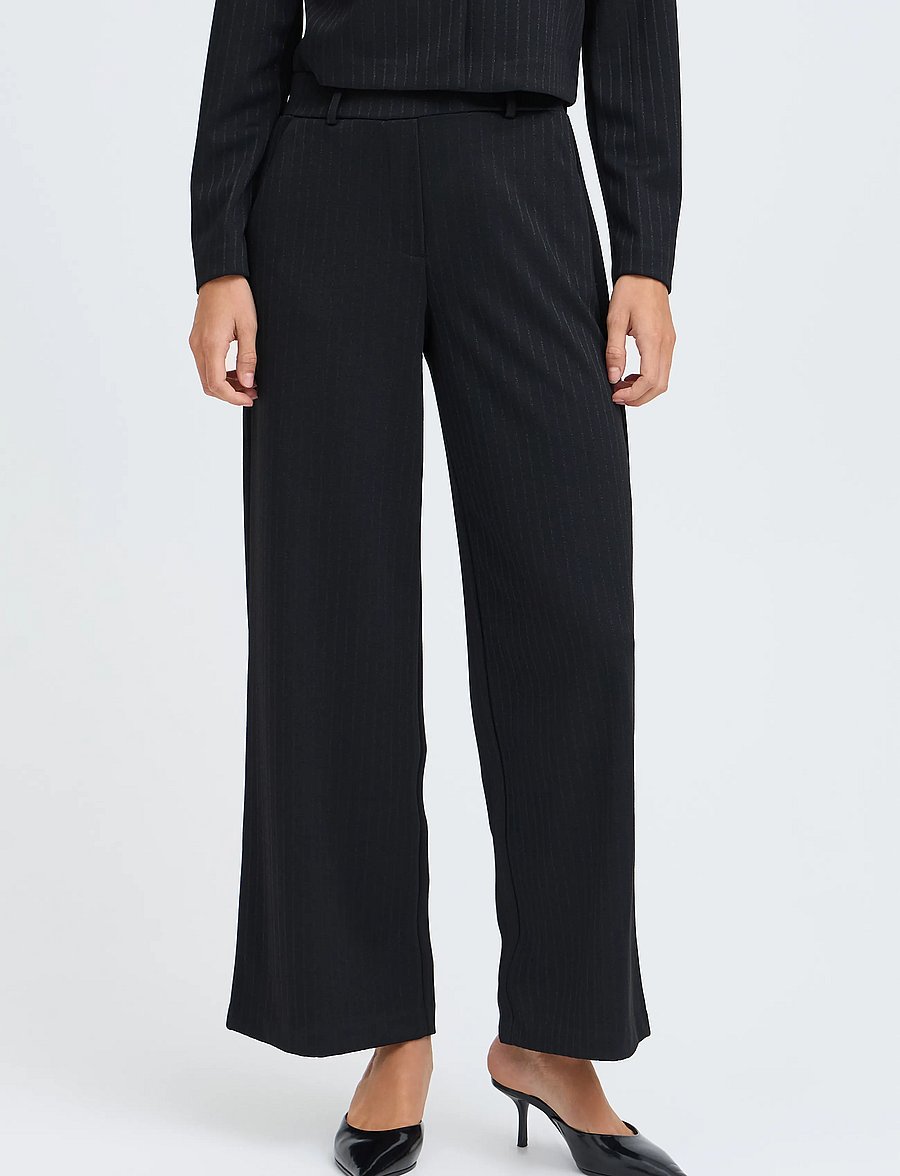 b.young - BYROLUX WIDE PANTS - meteorite pinstripe - 5