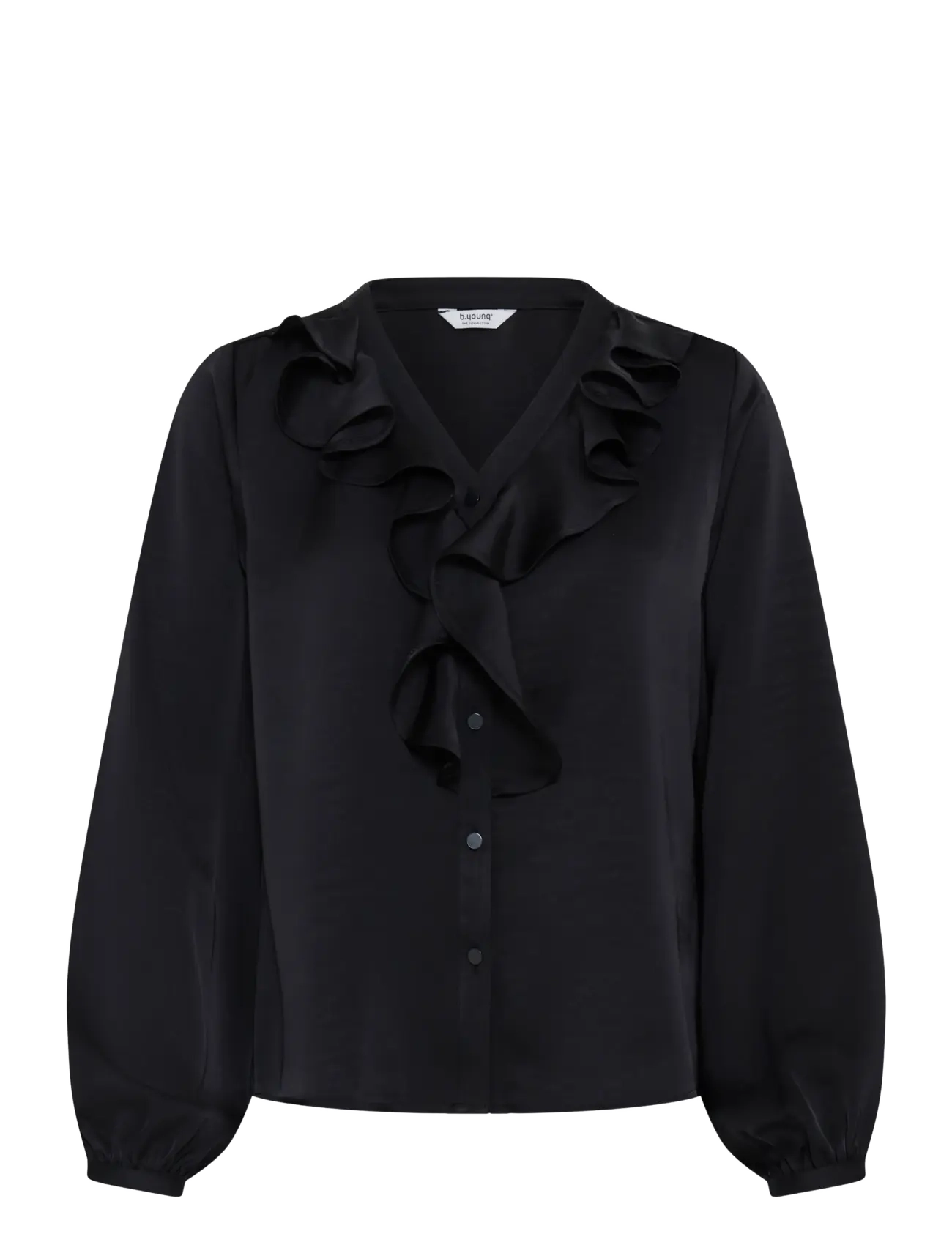 b.young BYISA FLOUNCE SHIRT - Pikkade varrukatega särgid - METEORITE / black