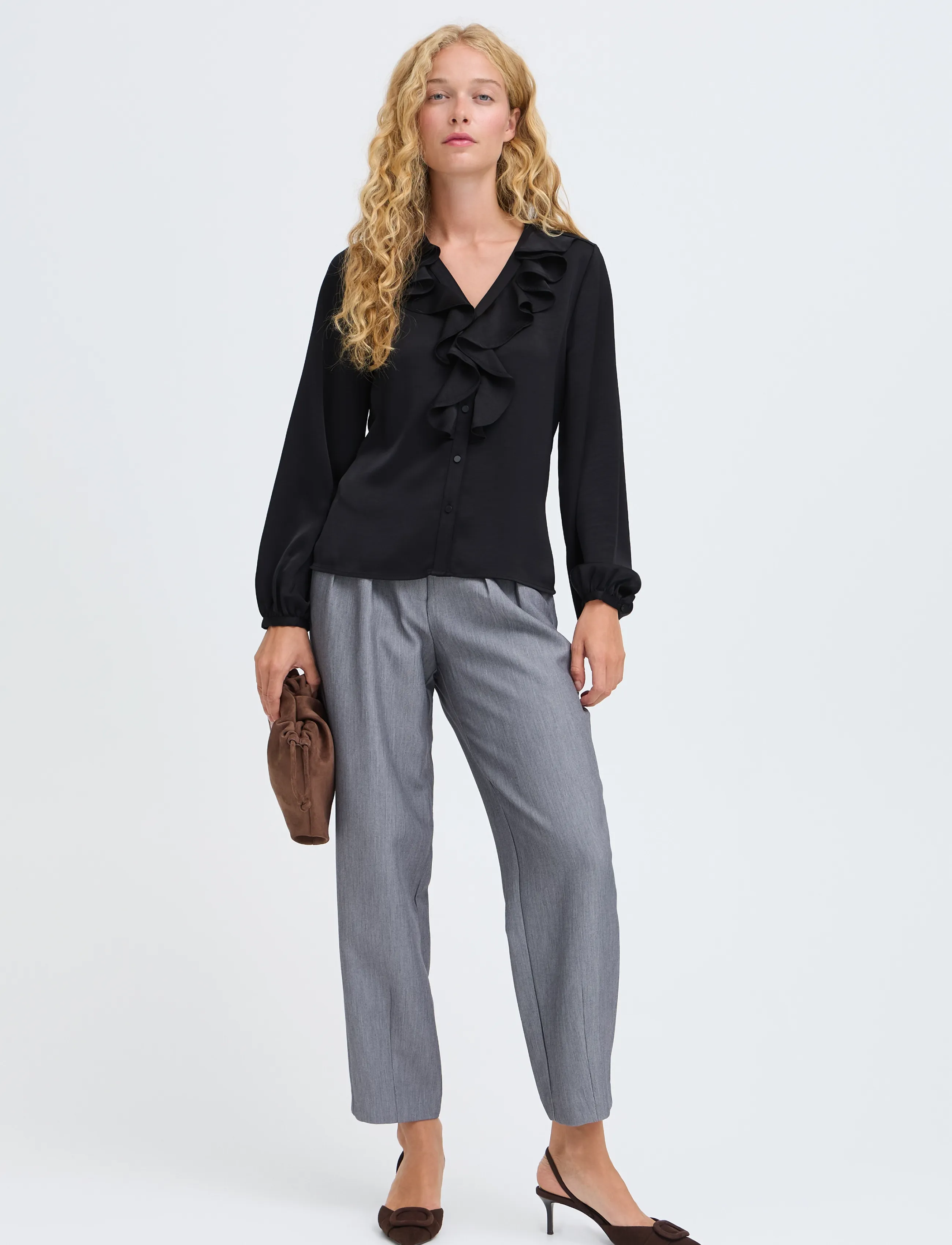 b.young - BYISA FLOUNCE SHIRT - meteorite - 0