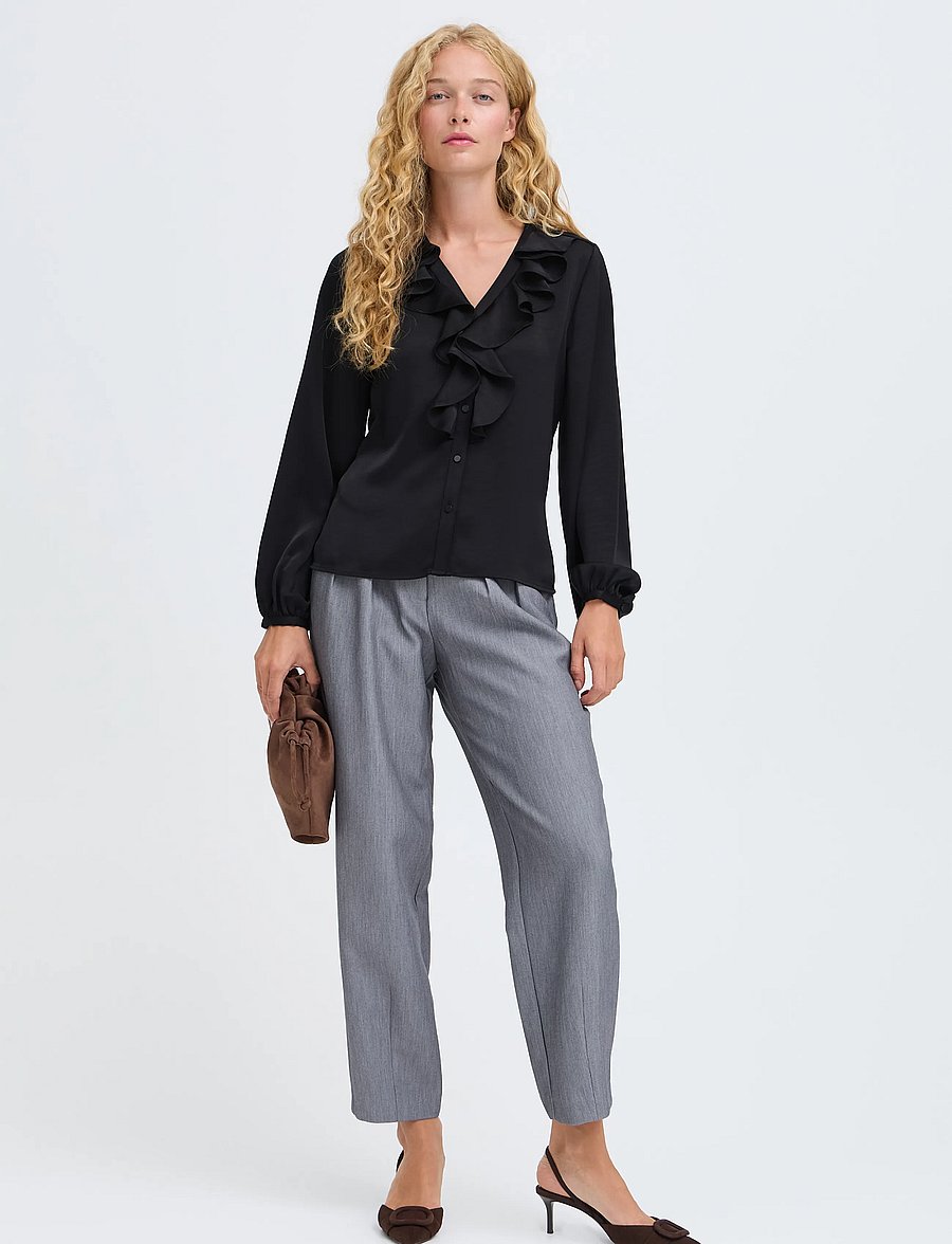 b.young - BYISA FLOUNCE SHIRT - meteorite - 0