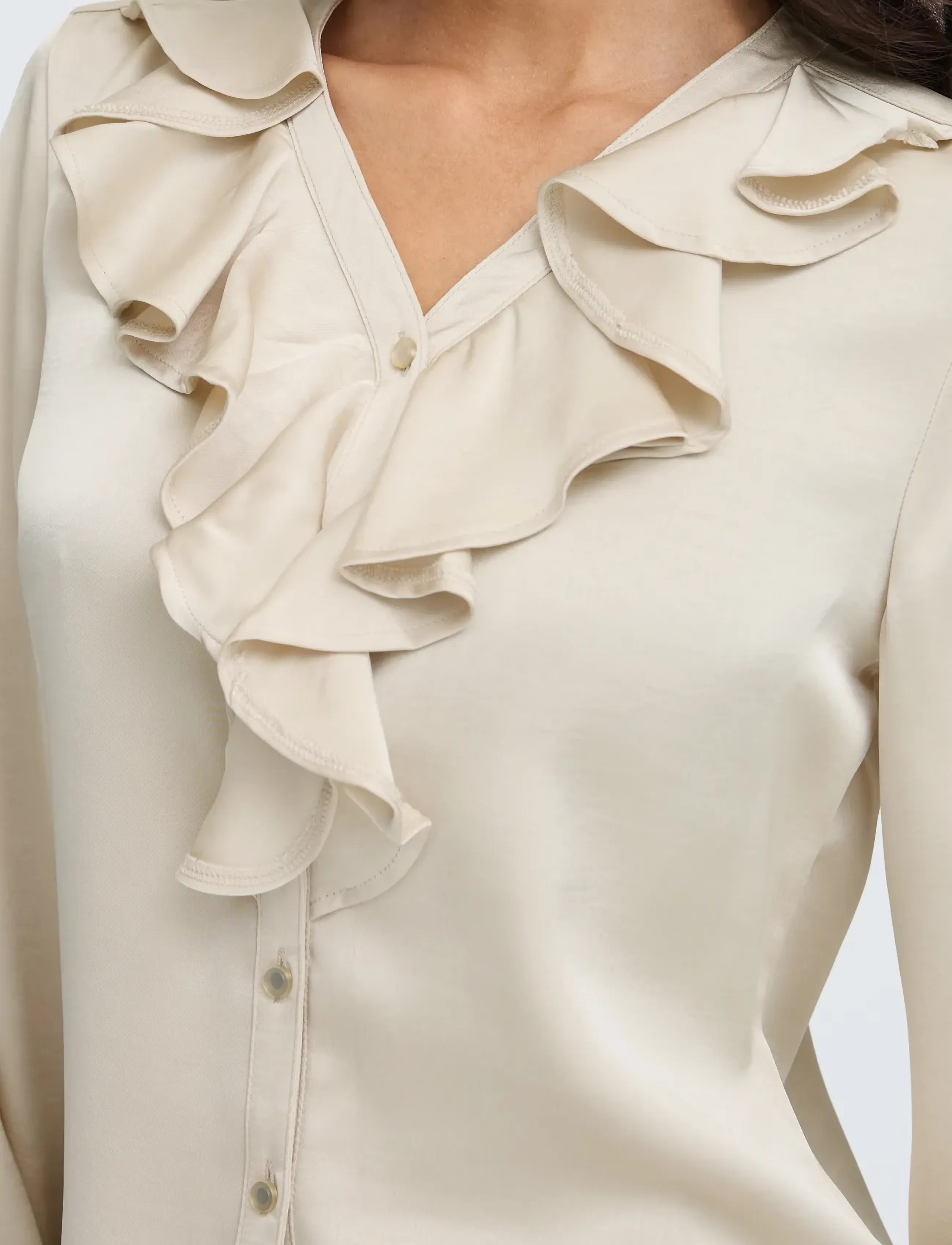 b.young BYISA FLOUNCE SHIRT - Skjorter - OATMEAL / cream
