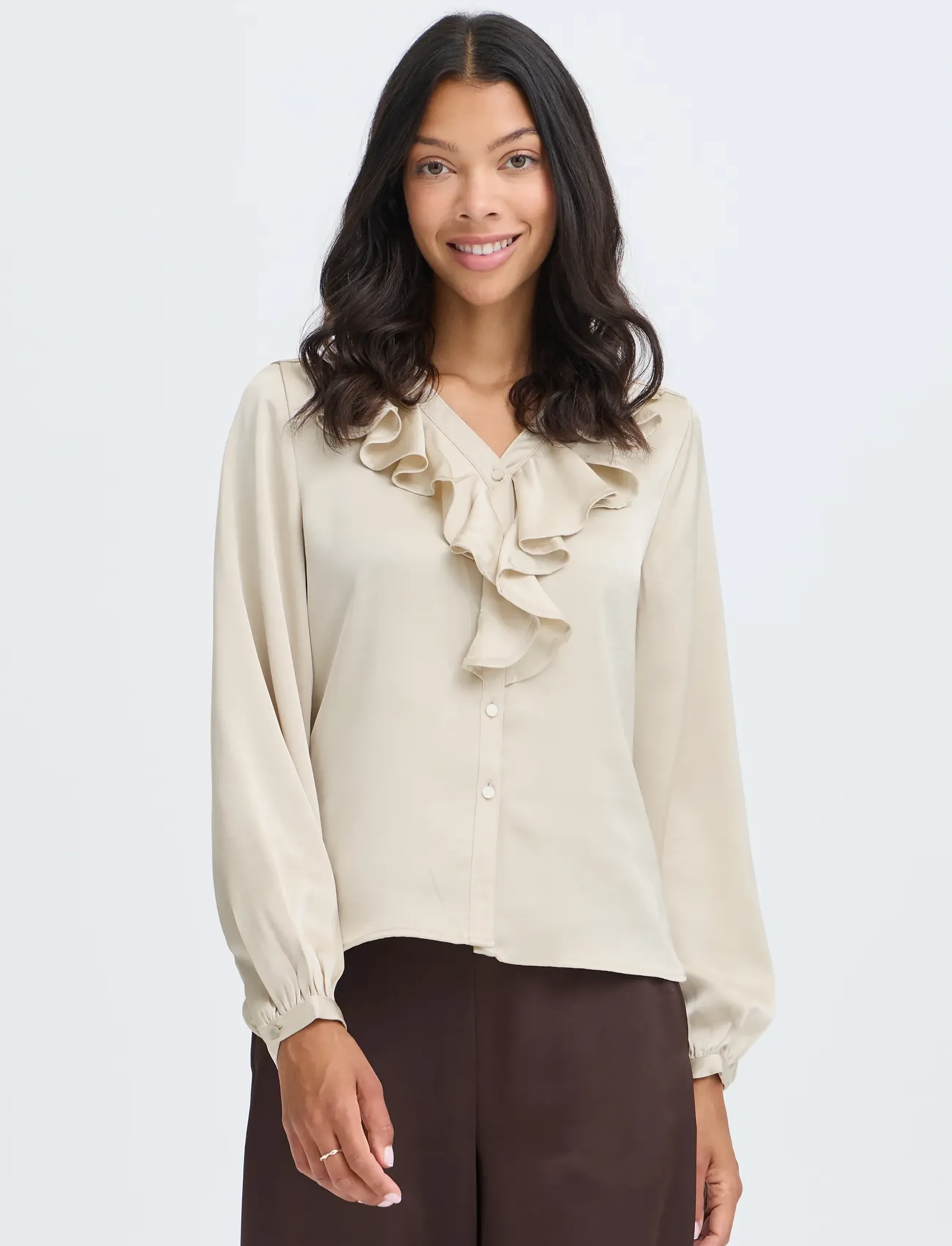 b.young - BYISA FLOUNCE SHIRT - langærmede skjorter - oatmeal - 4
