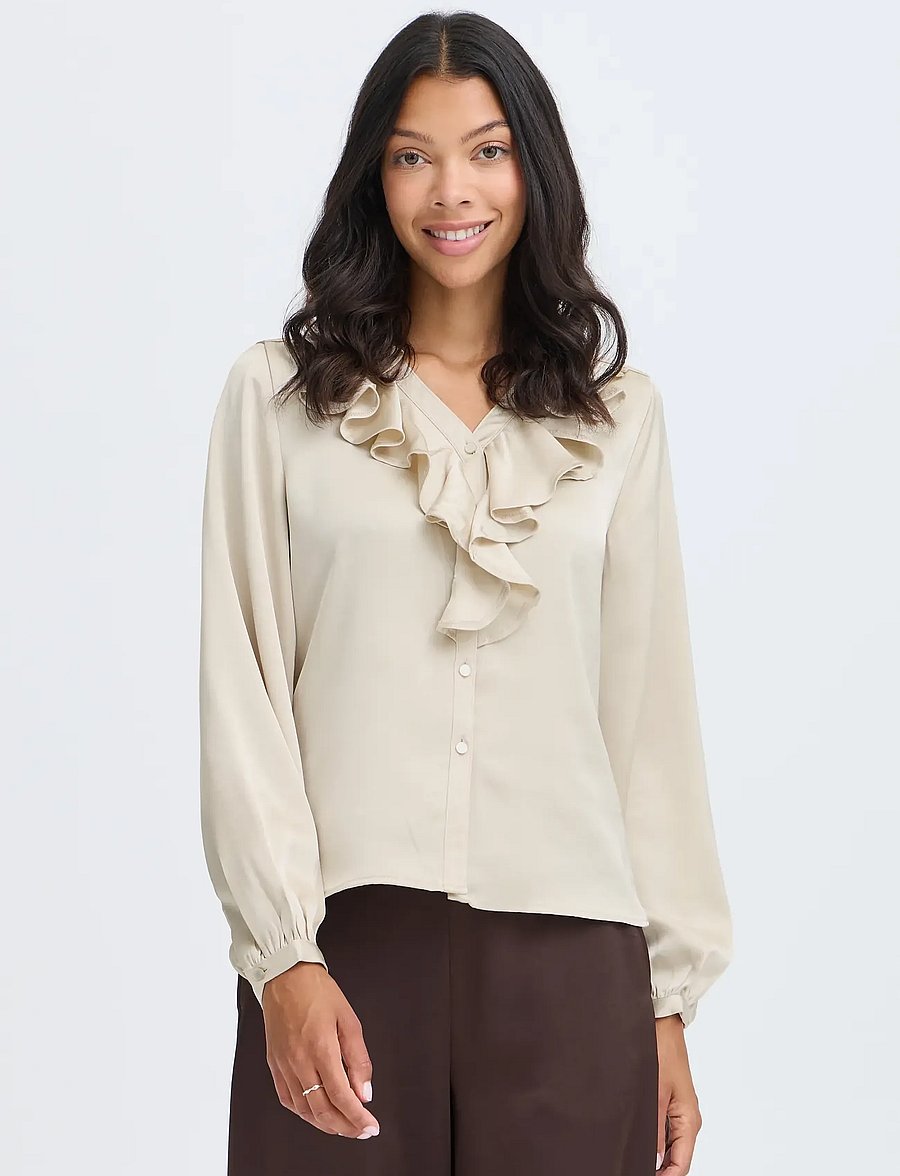 b.young - BYISA FLOUNCE SHIRT - langærmede skjorter - oatmeal - 4