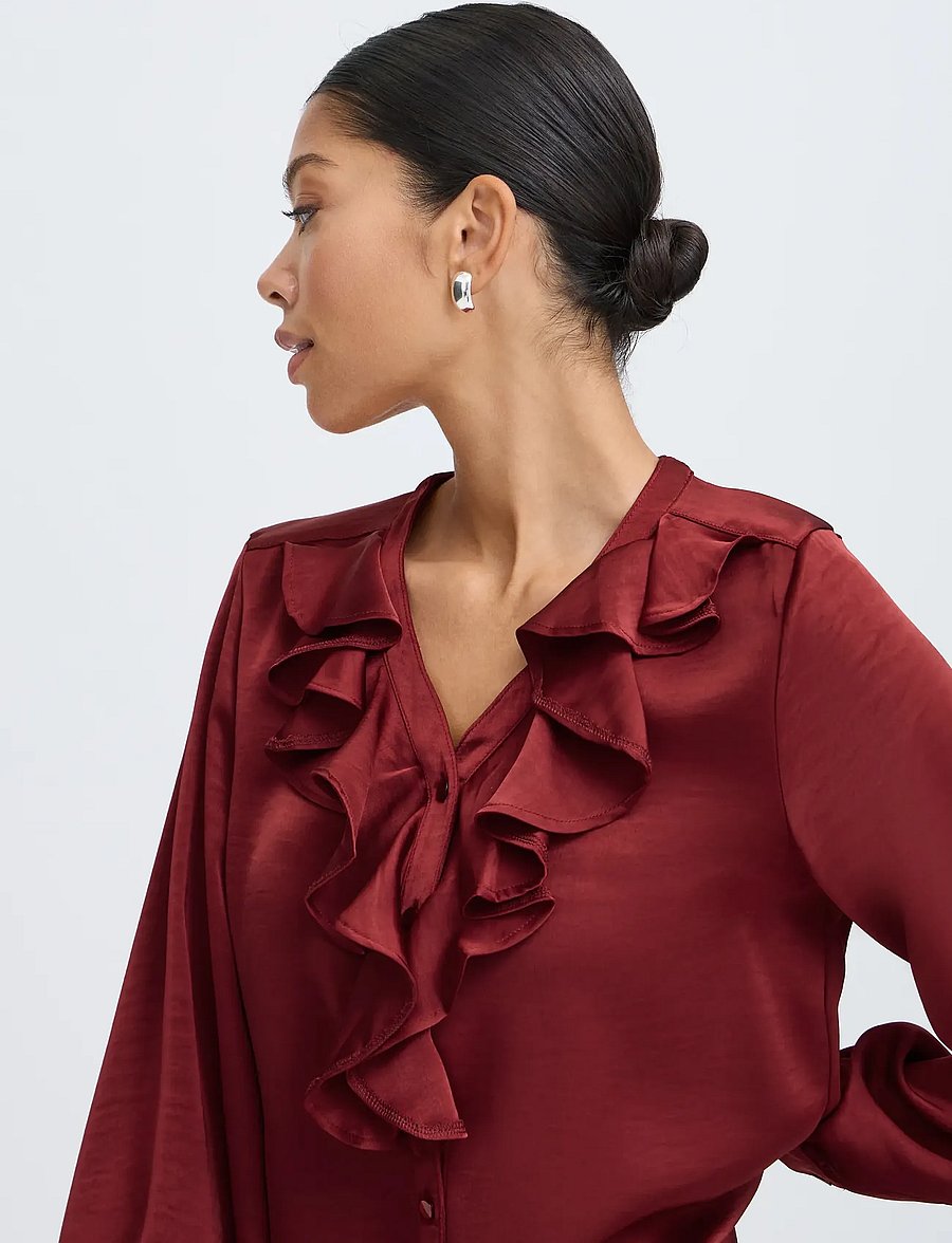 b.young - BYISA FLOUNCE SHIRT - pikkade varrukatega särgid - sun-dried tomato - 0