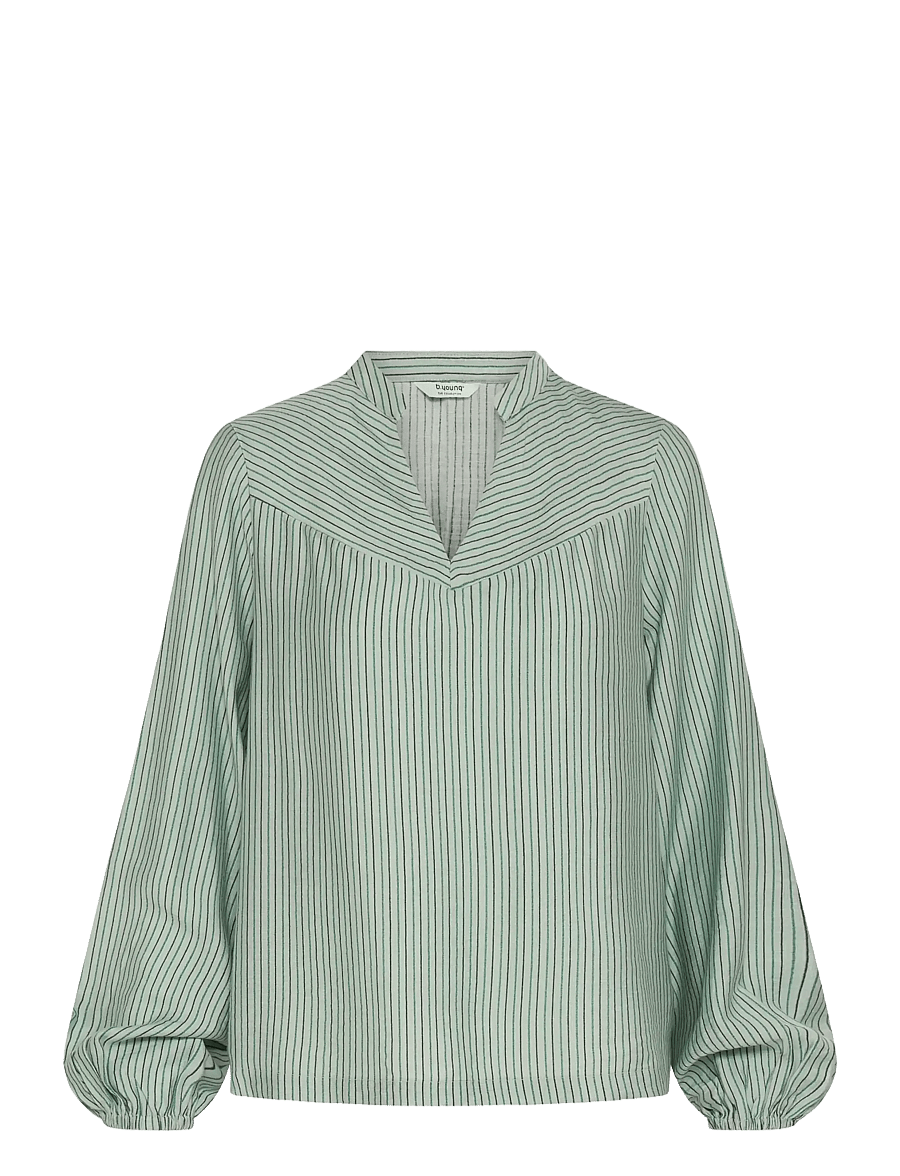 b.young - BMMFIE LS BLOUSE - long sleeved blouses - aqua gray mix - 1