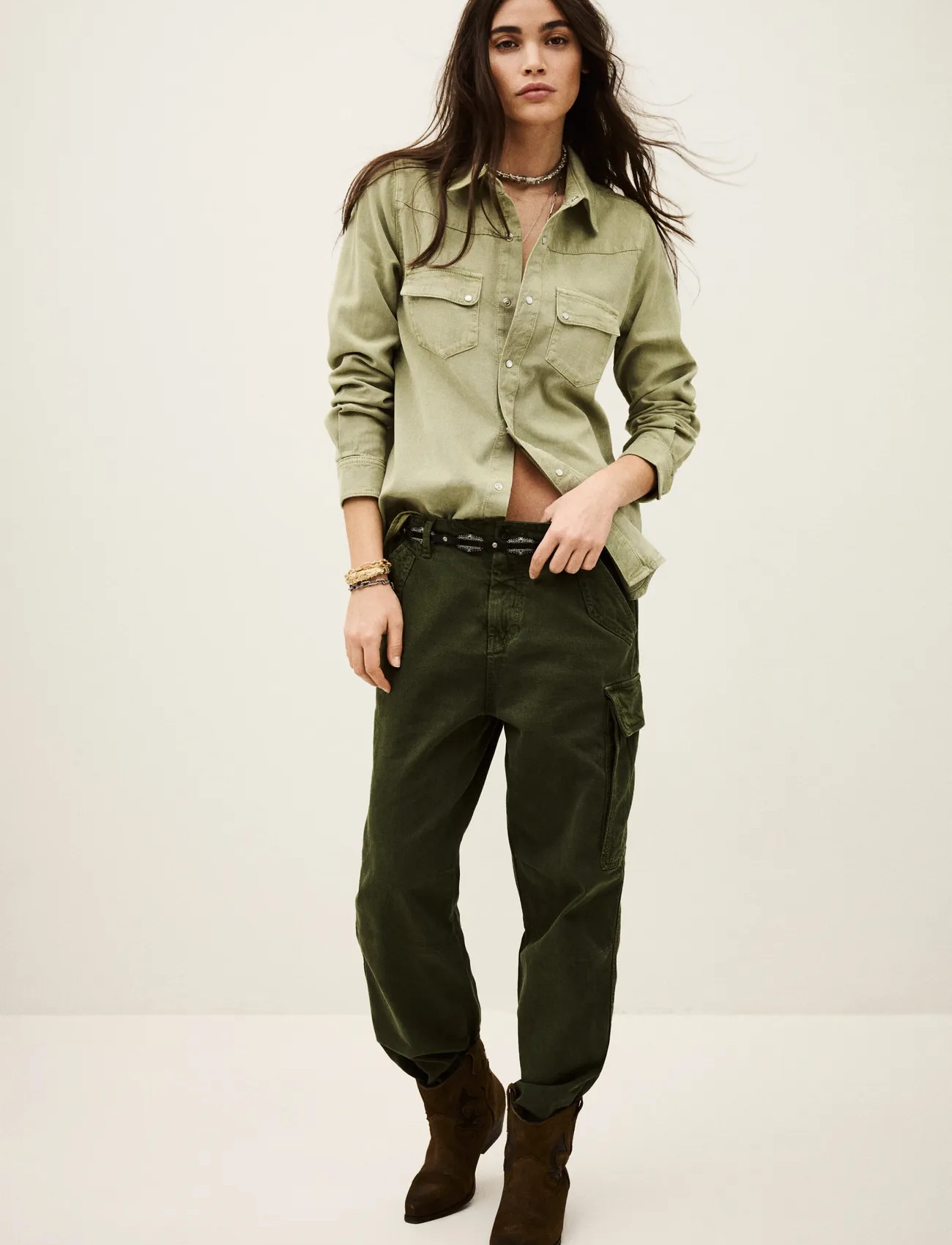 ba&sh Chemise Jada - Khaki green - 34