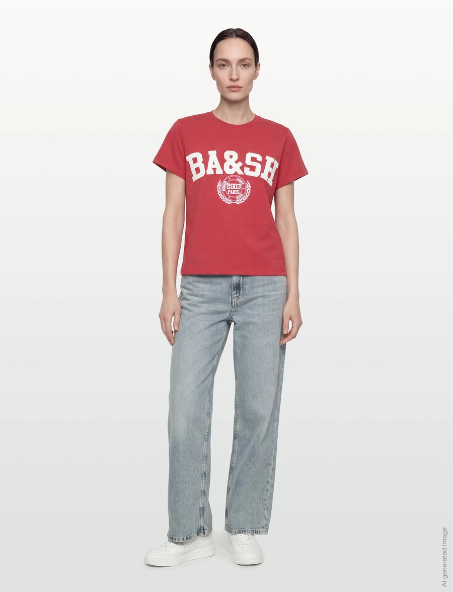 ba&sh - T-SHIRT IONI - t-shirts & tops - rouge - 0