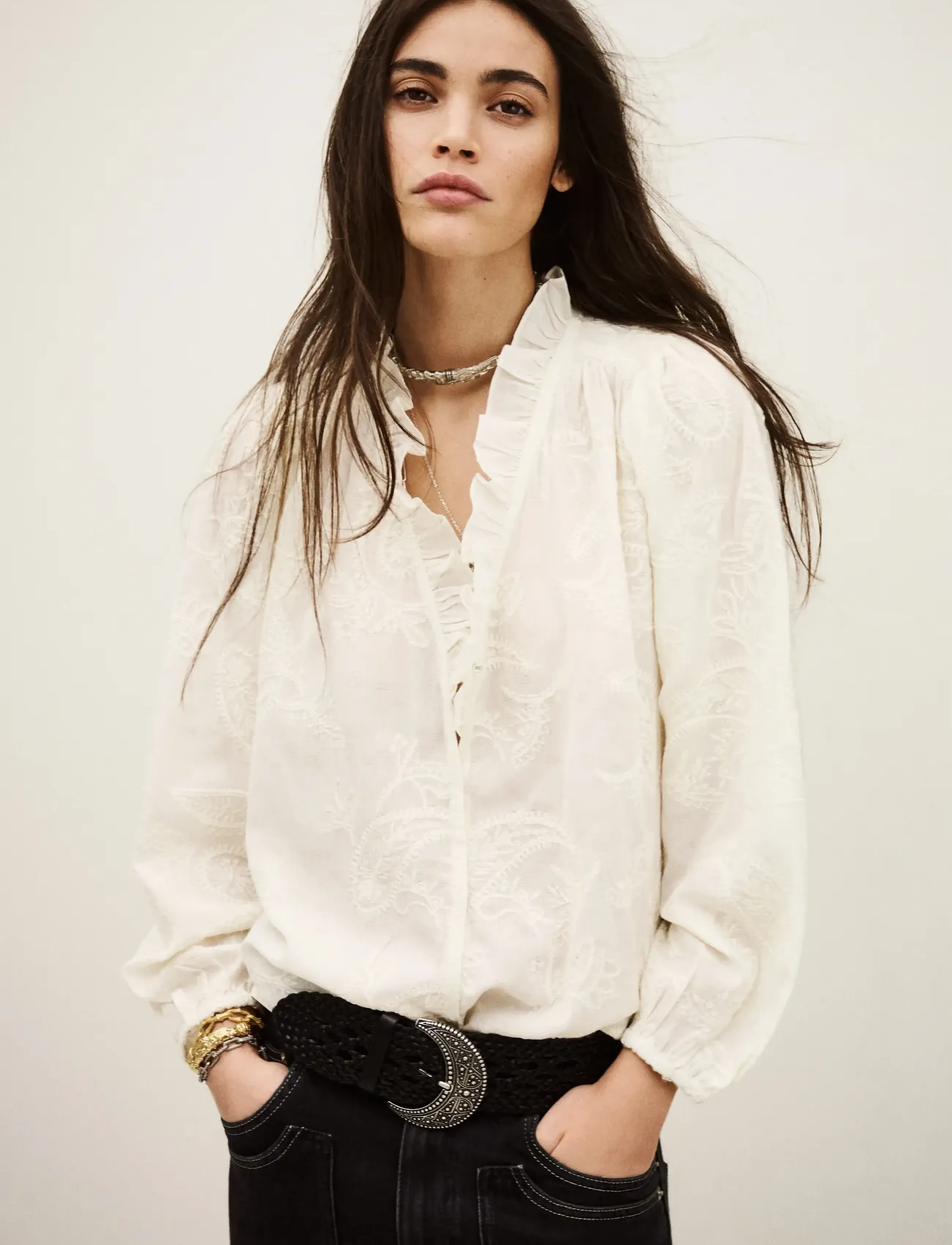 ba&sh Chemise Petty, 38, Cream, Bluser > Langærmede, Dame