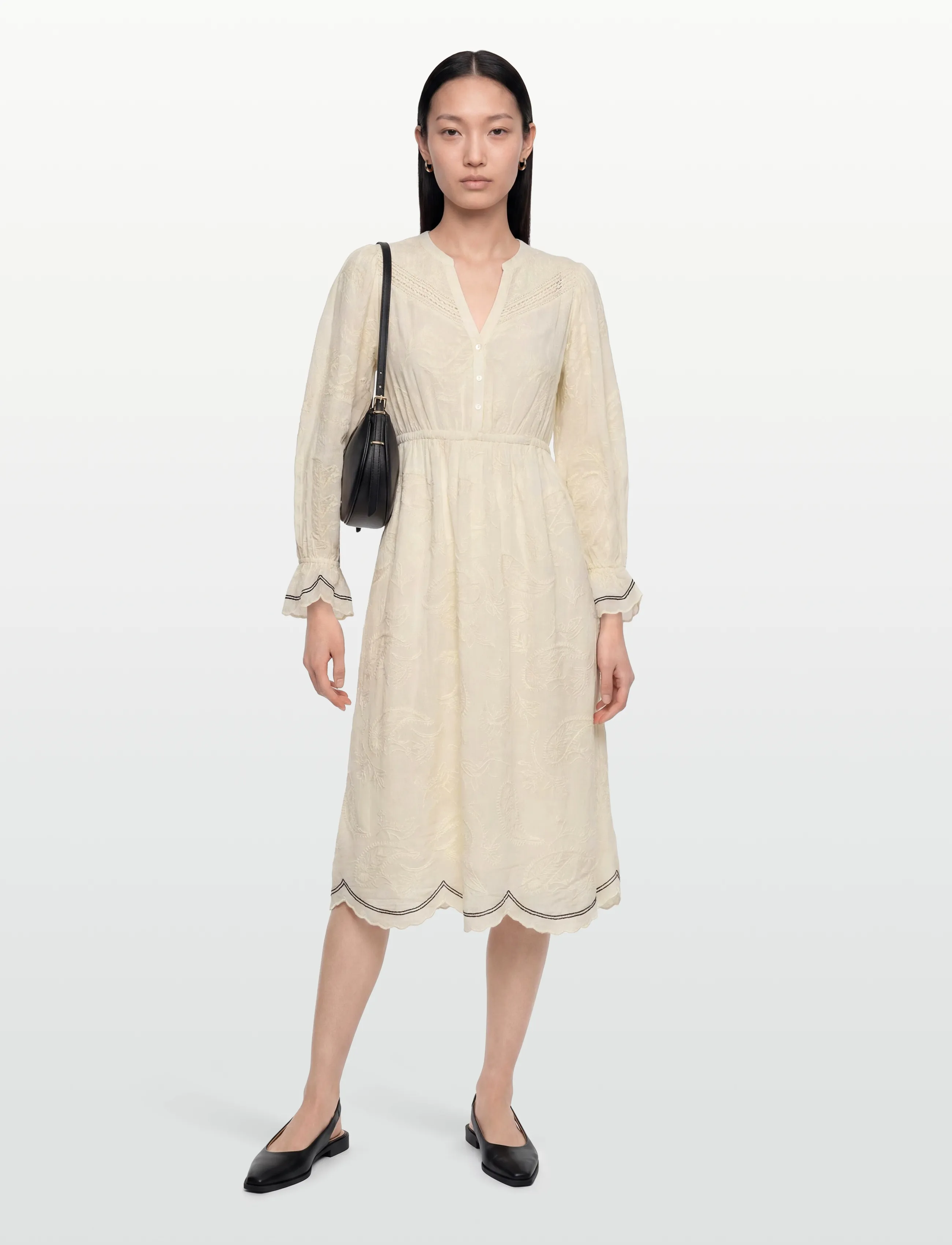 ba&sh Robe Prisco, 36, Cream, Designere > Knælange Og Midi, Dame