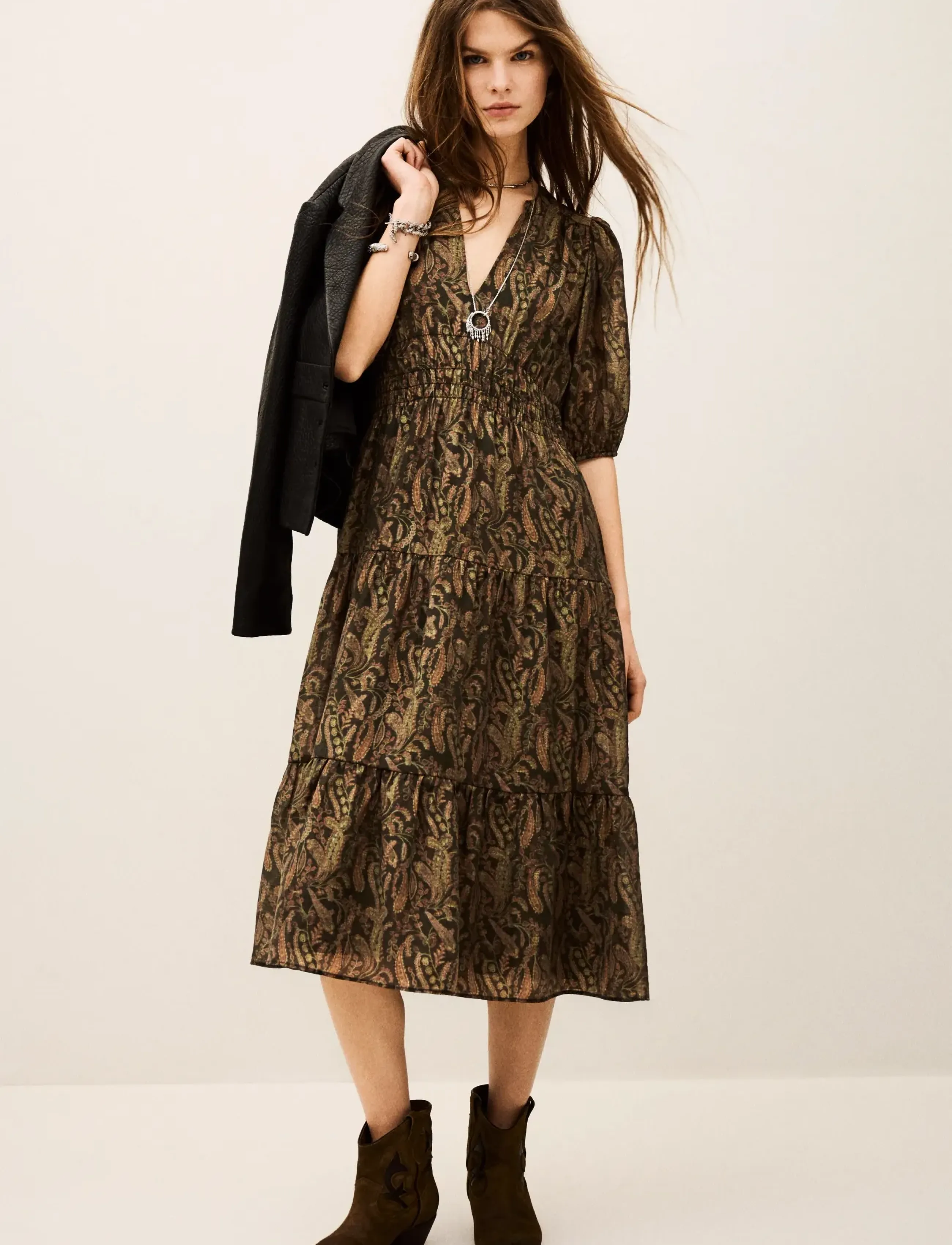 ba&sh Robe Tanyssa, 34, Brown, Designere > Knælange Og Midi, Dame