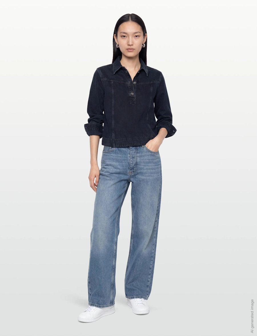 ba&sh - TOP TAVY - denim shirts - bleunuit - 0
