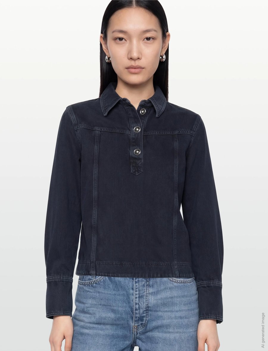 ba&sh - TOP TAVY - denim shirts - bleunuit - 3
