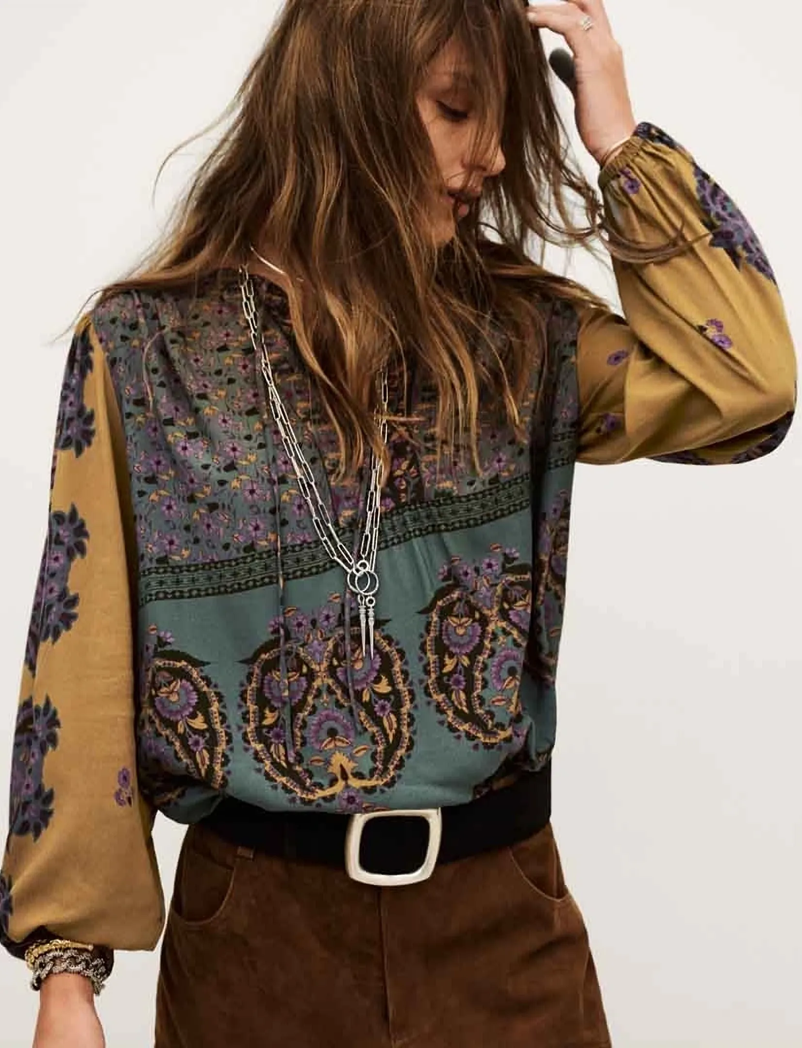 ba&sh TOP BAKER - Langärmlige blusen - CHOCOLATE / multi