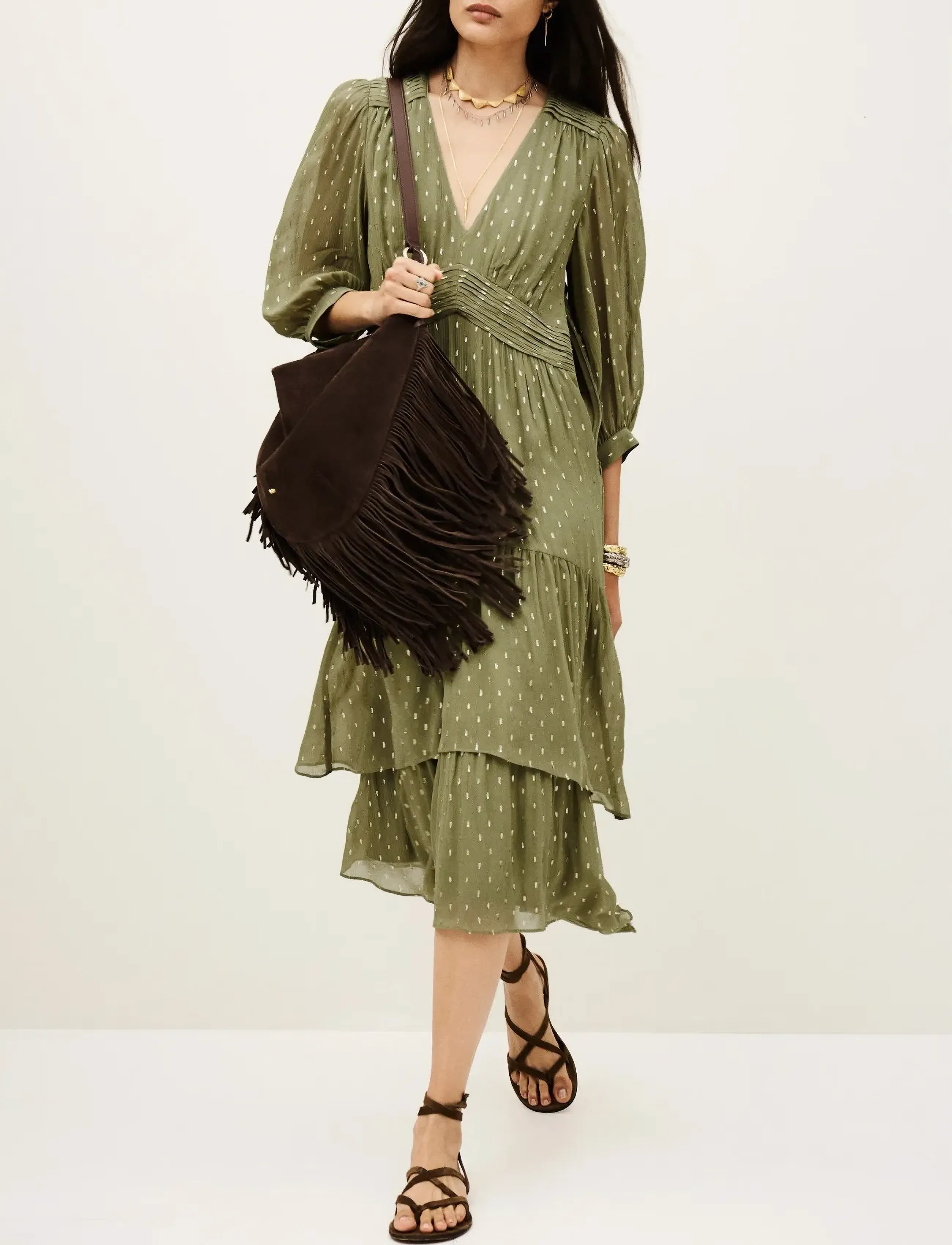 ba&sh DRESS MAIA - Tøj - KAKI / khaki/green