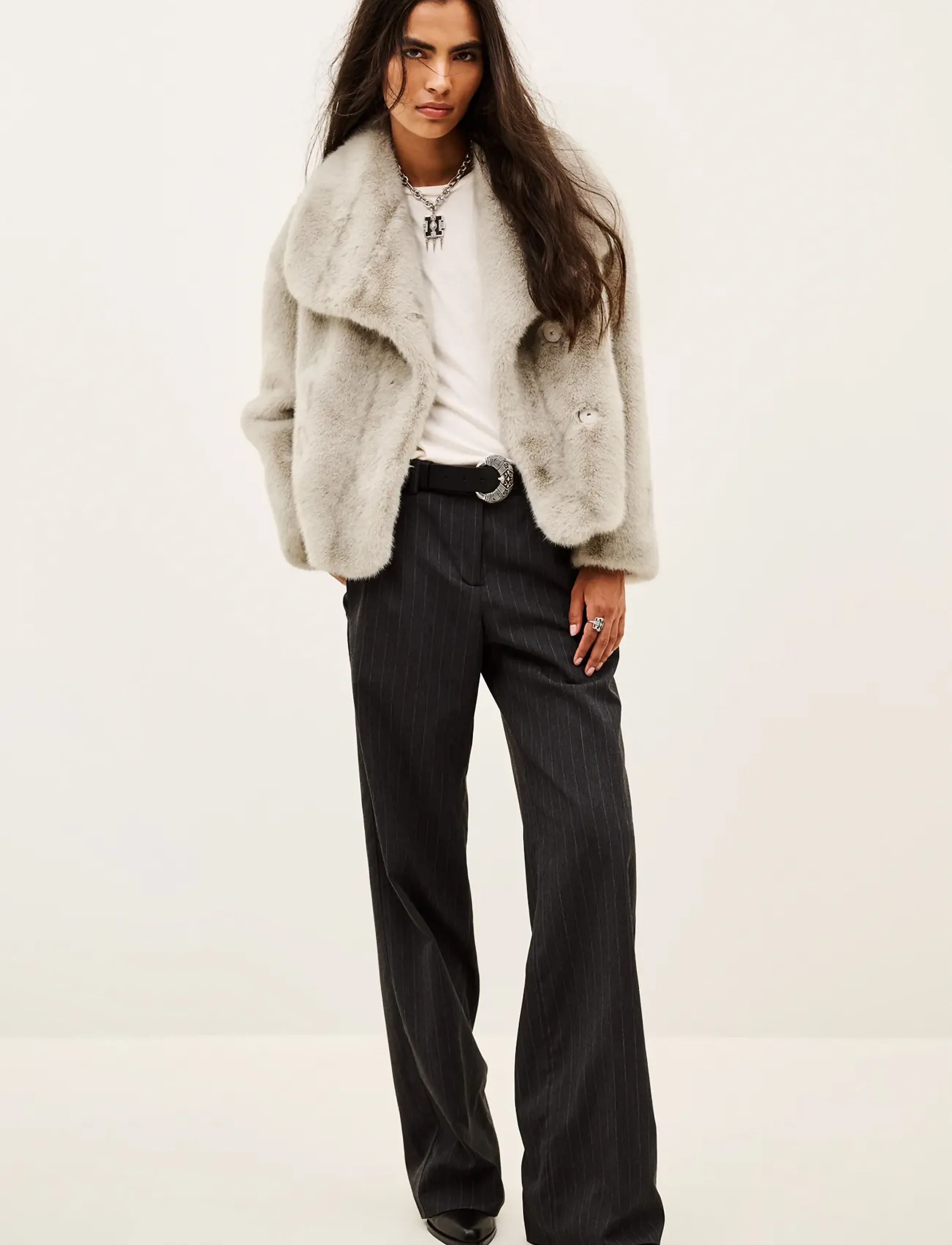 ba&sh - COAT FOXY - kunstpelz - grey - 2
