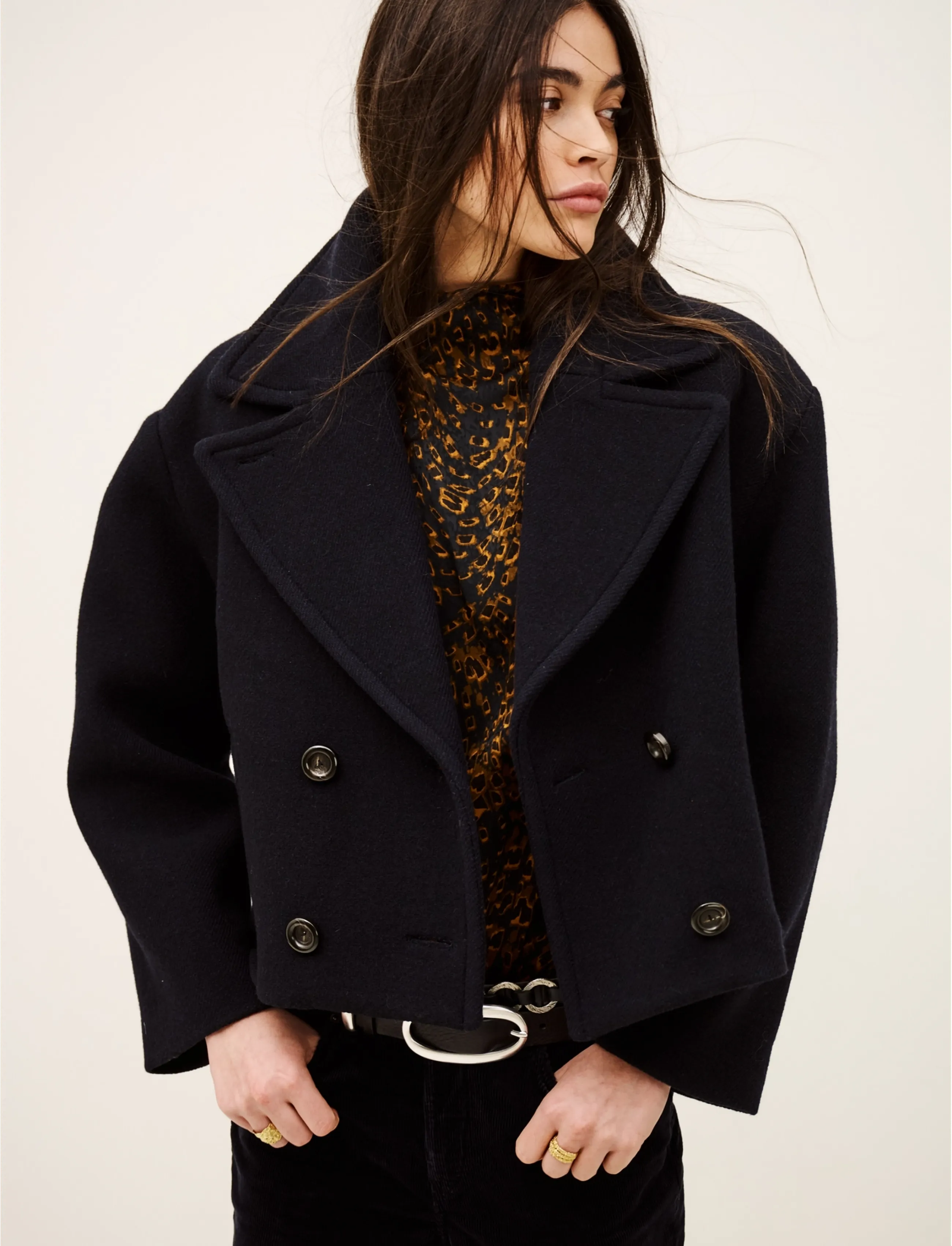 ba&sh Coat Telo, Damen, Kurze Cabanjacke, Marineblau, Gr.34