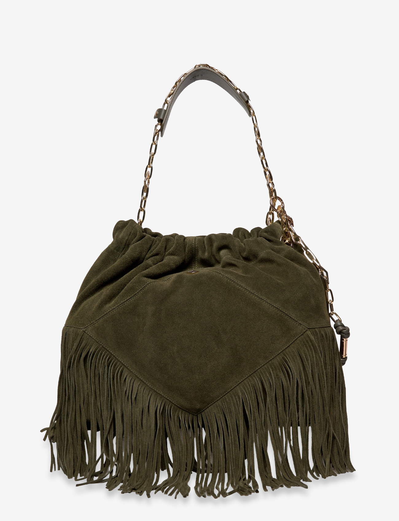 ba&sh - SAC M SUEDE JUNE TOTE FRANGES - shoppingväskor - green - 0