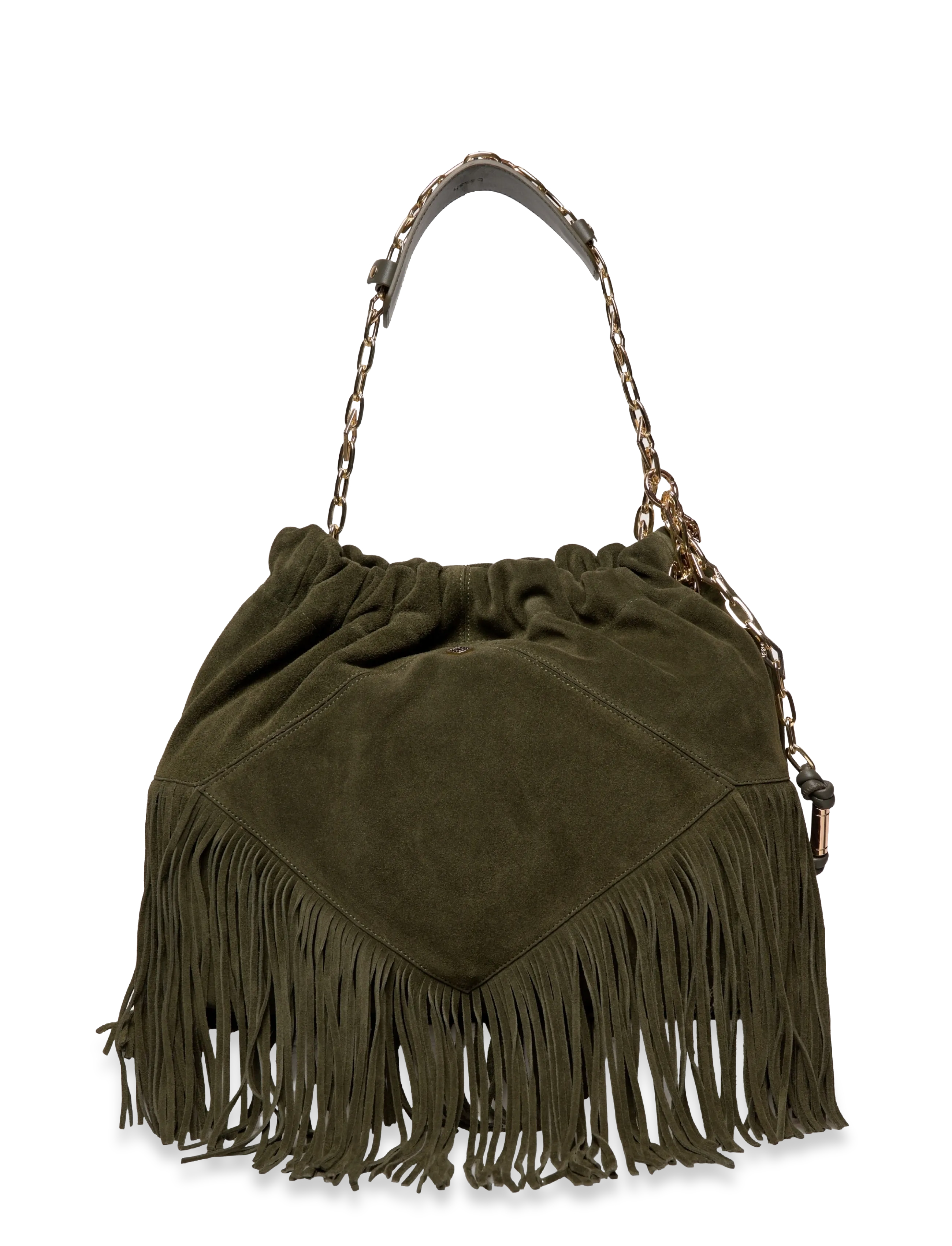 ba&sh SAC M SUEDE JUNE TOTE FRANGES - Axelremsväskor - GREEN / khaki/green