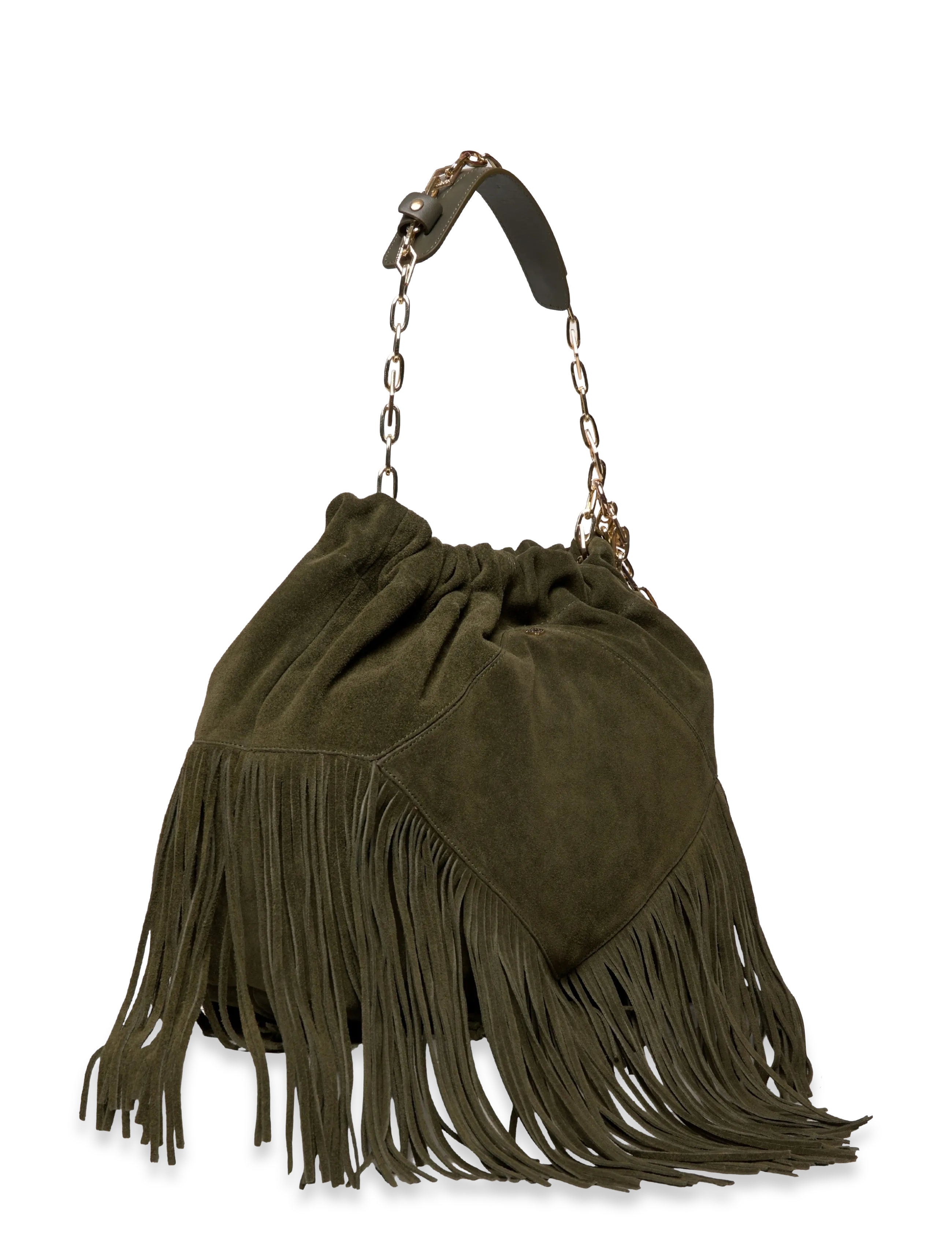 ba&sh - SAC M SUEDE JUNE TOTE FRANGES - green - 3