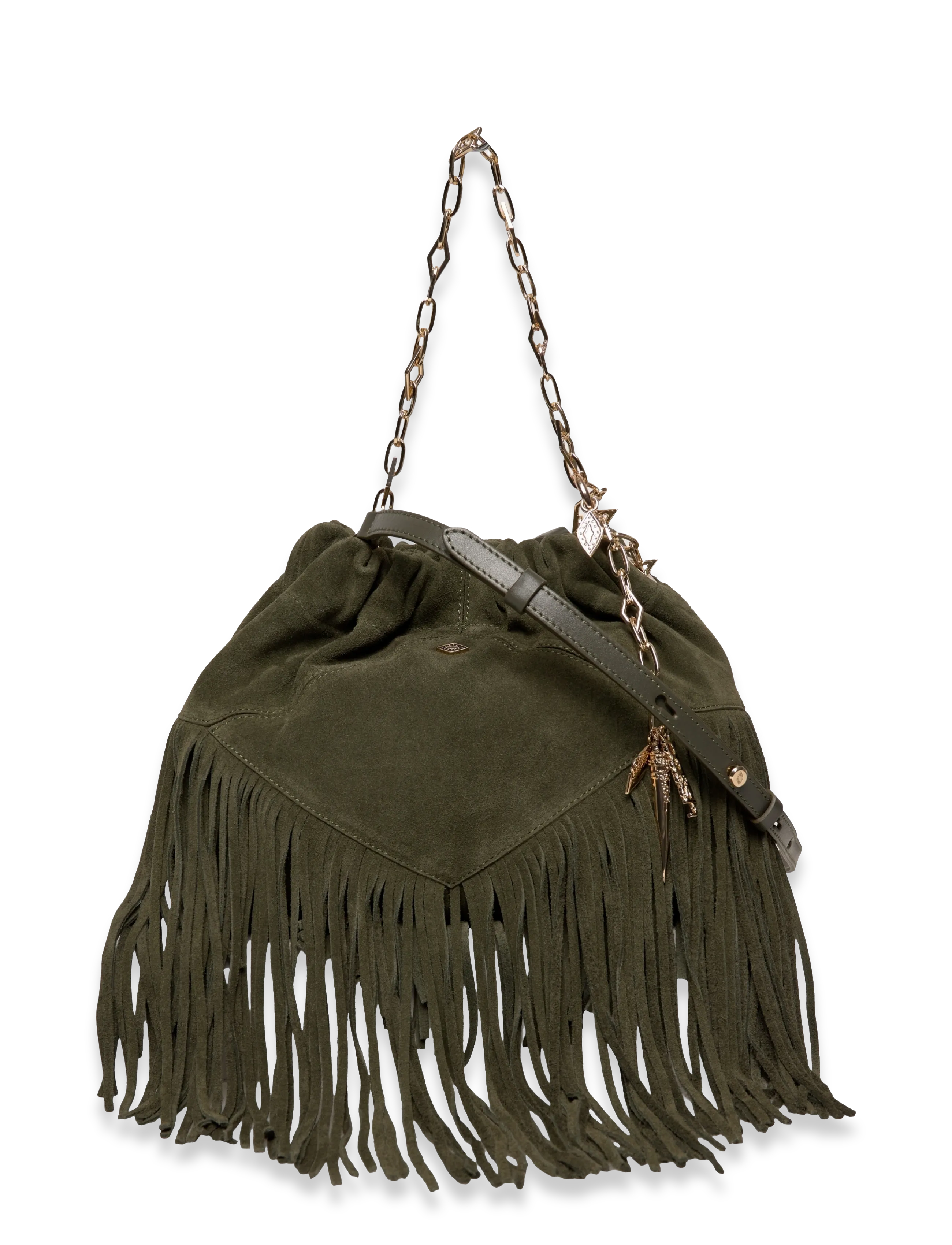 ba&sh SAC S SUEDE MINI JUNE TOTE FRANGES - Õlakotid - GREEN / khaki/green