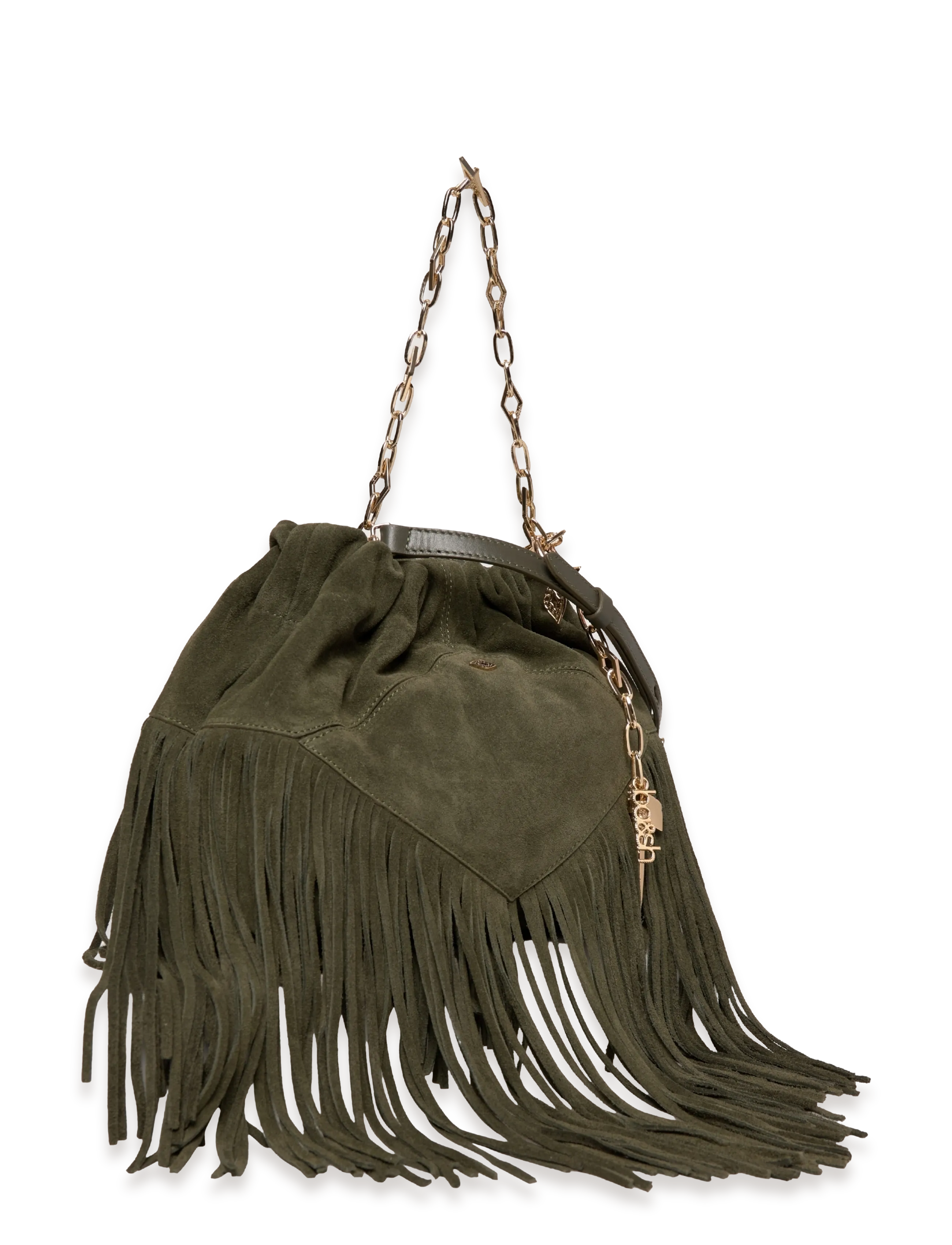 ba&sh - SAC S SUEDE MINI JUNE TOTE FRANGES - green - 2