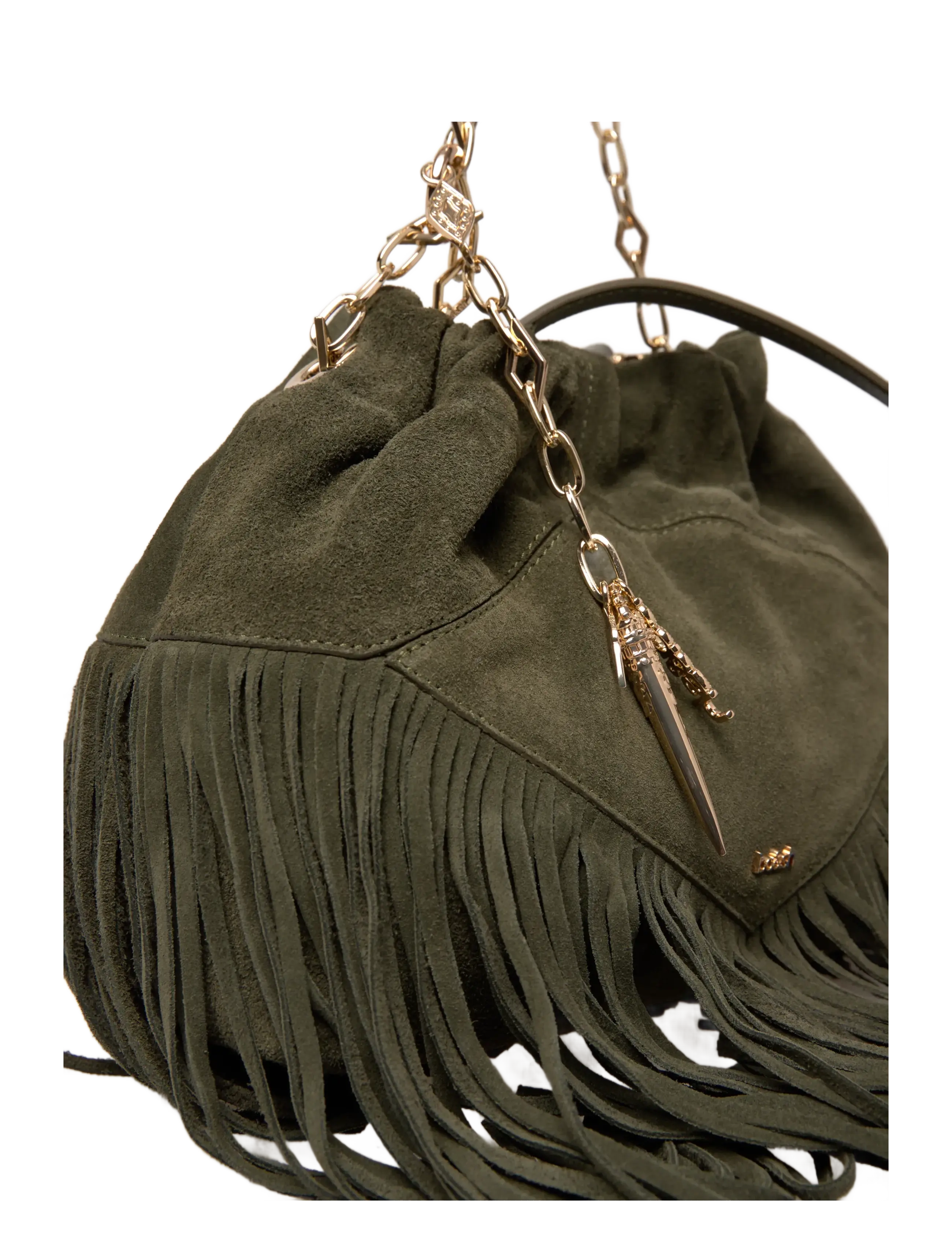 ba&sh - SAC S SUEDE MINI JUNE TOTE FRANGES - green - 3